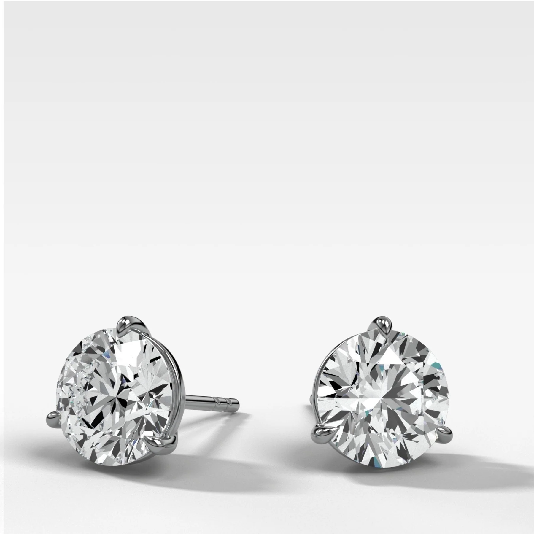 2CTW Round Cut Single Point Prong Diamond Studs - Image 3