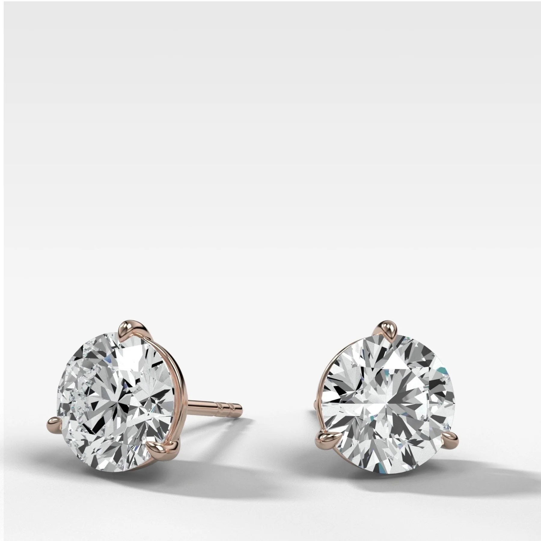 2CTW Round Cut Single Point Prong Diamond Studs - Image 4