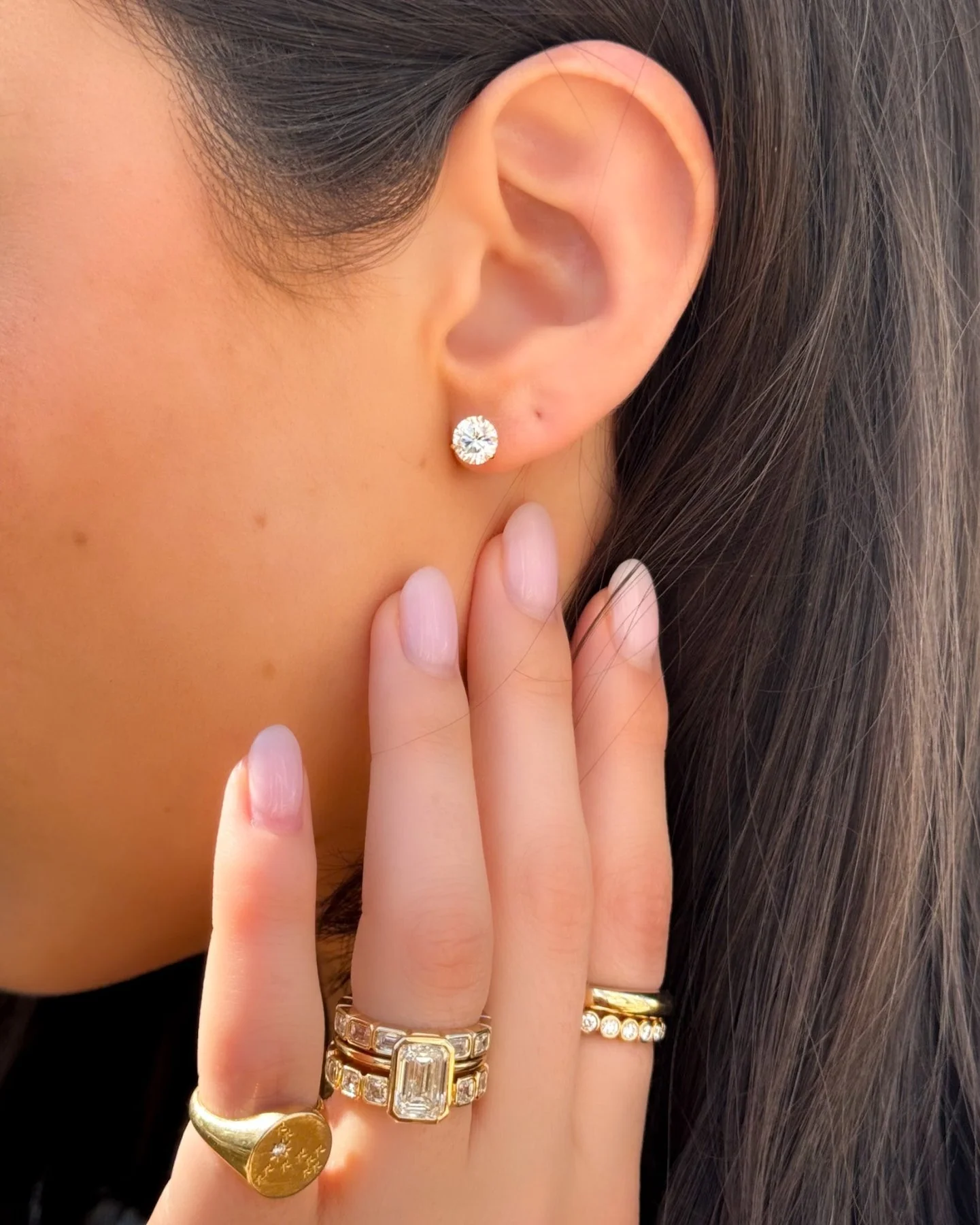 2CTW Round Cut Single Point Prong Diamond Studs - Image 5