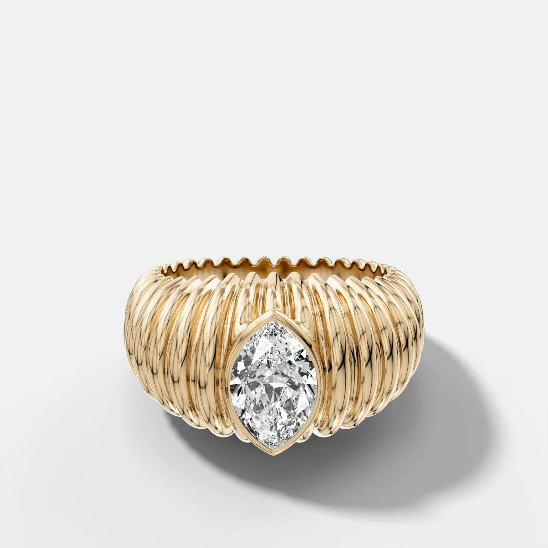 Accordion Cigar Band with a Marquise Cut Diamond