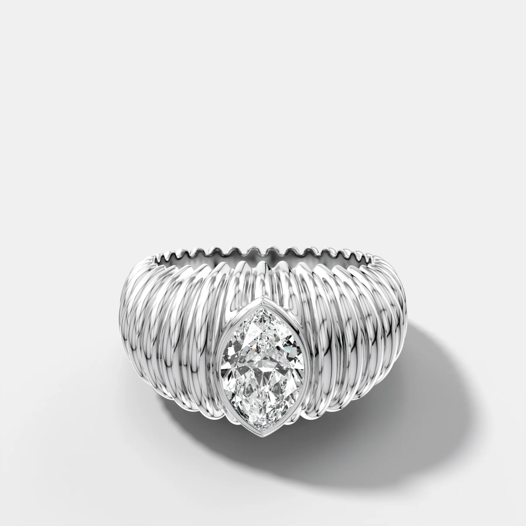 Accordion Cigar Band with a Marquise Cut Diamond - Image 3
