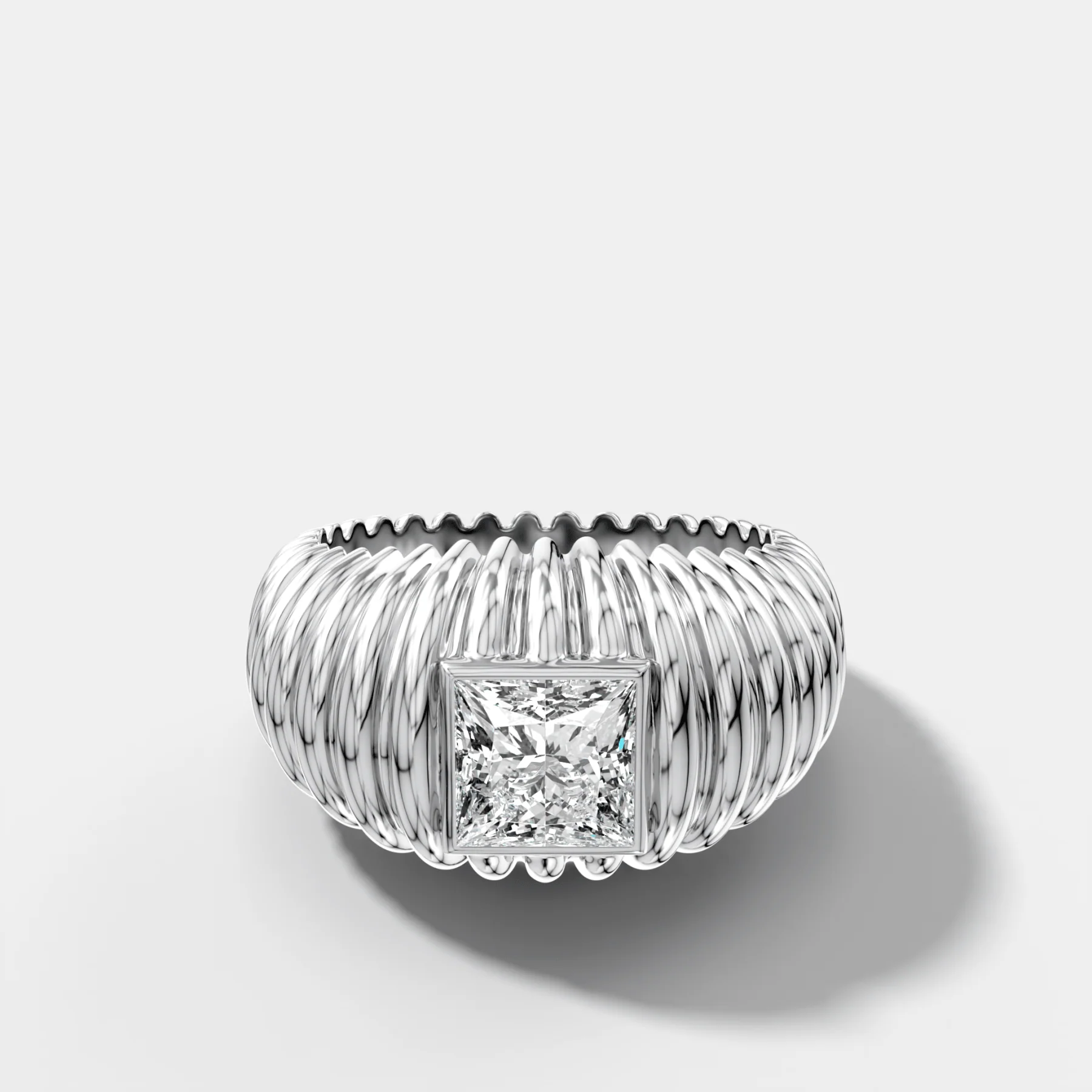 Accordion Cigar Band with a Princess Cut Diamond - Image 3