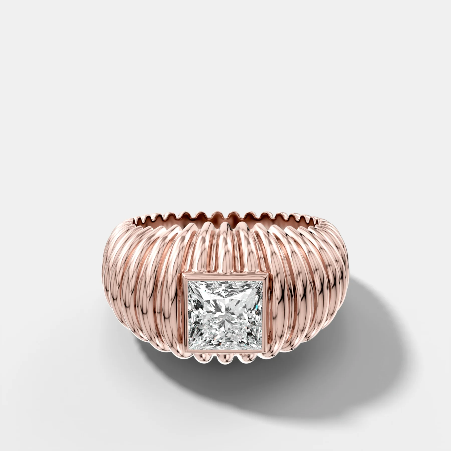 Accordion Cigar Band with a Princess Cut Diamond - Image 4
