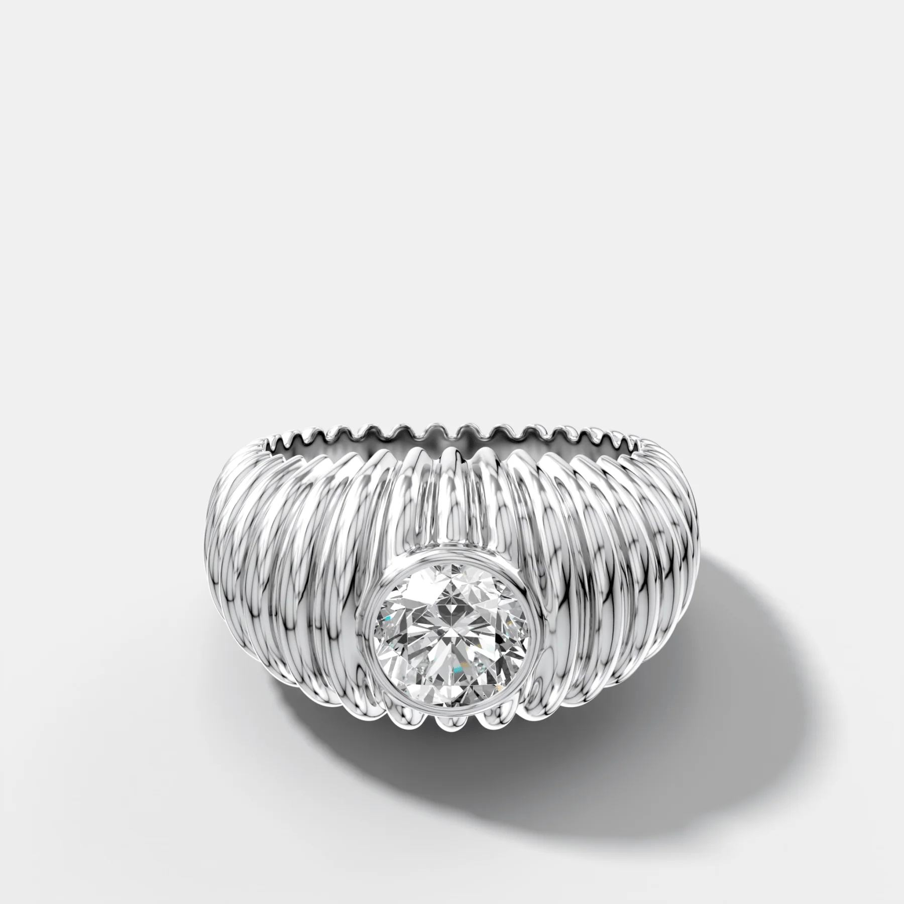 Accordion Cigar Band with a Round Cut Diamond - Image 4