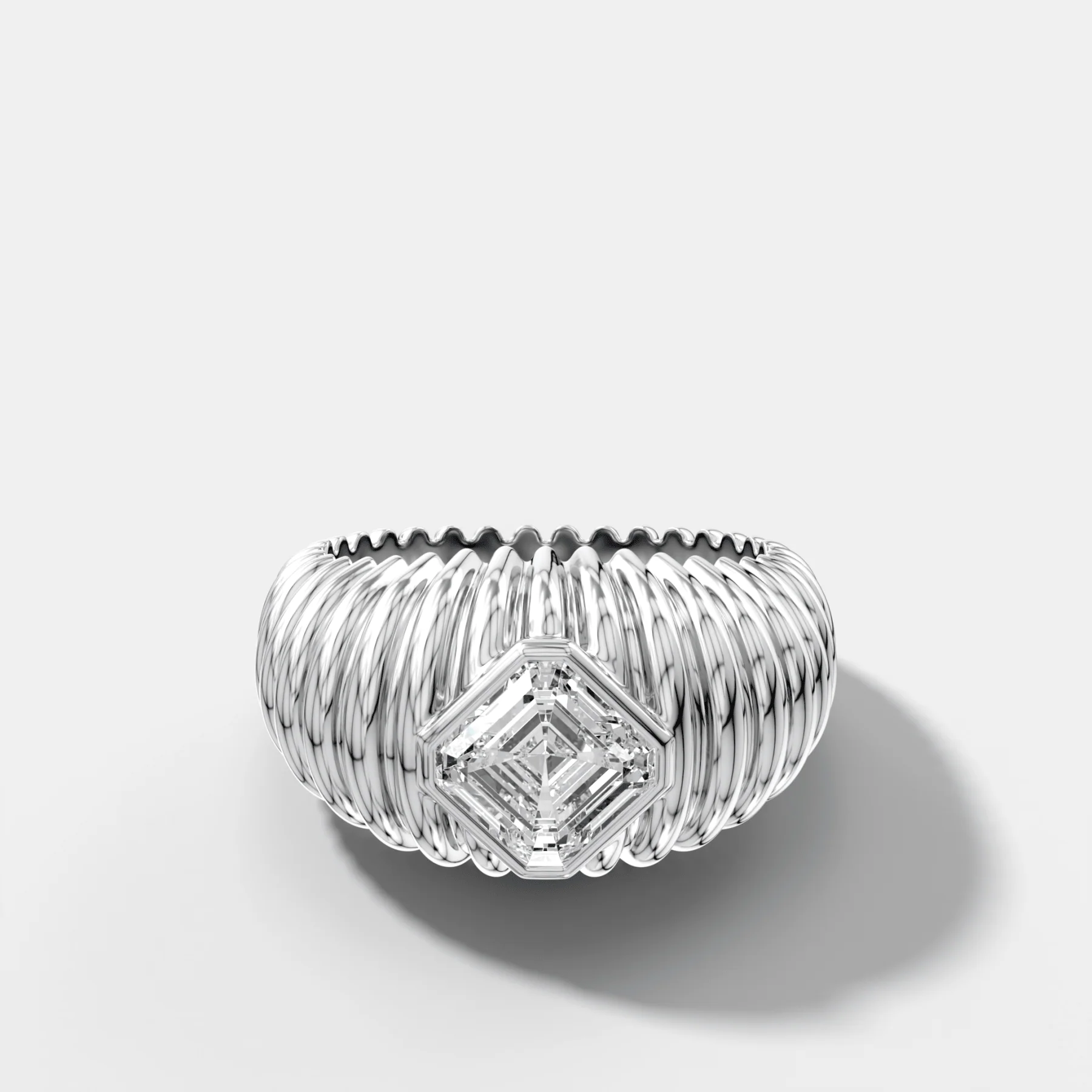 Accordion Cigar Band with an Asscher Cut Diamond - Image 3