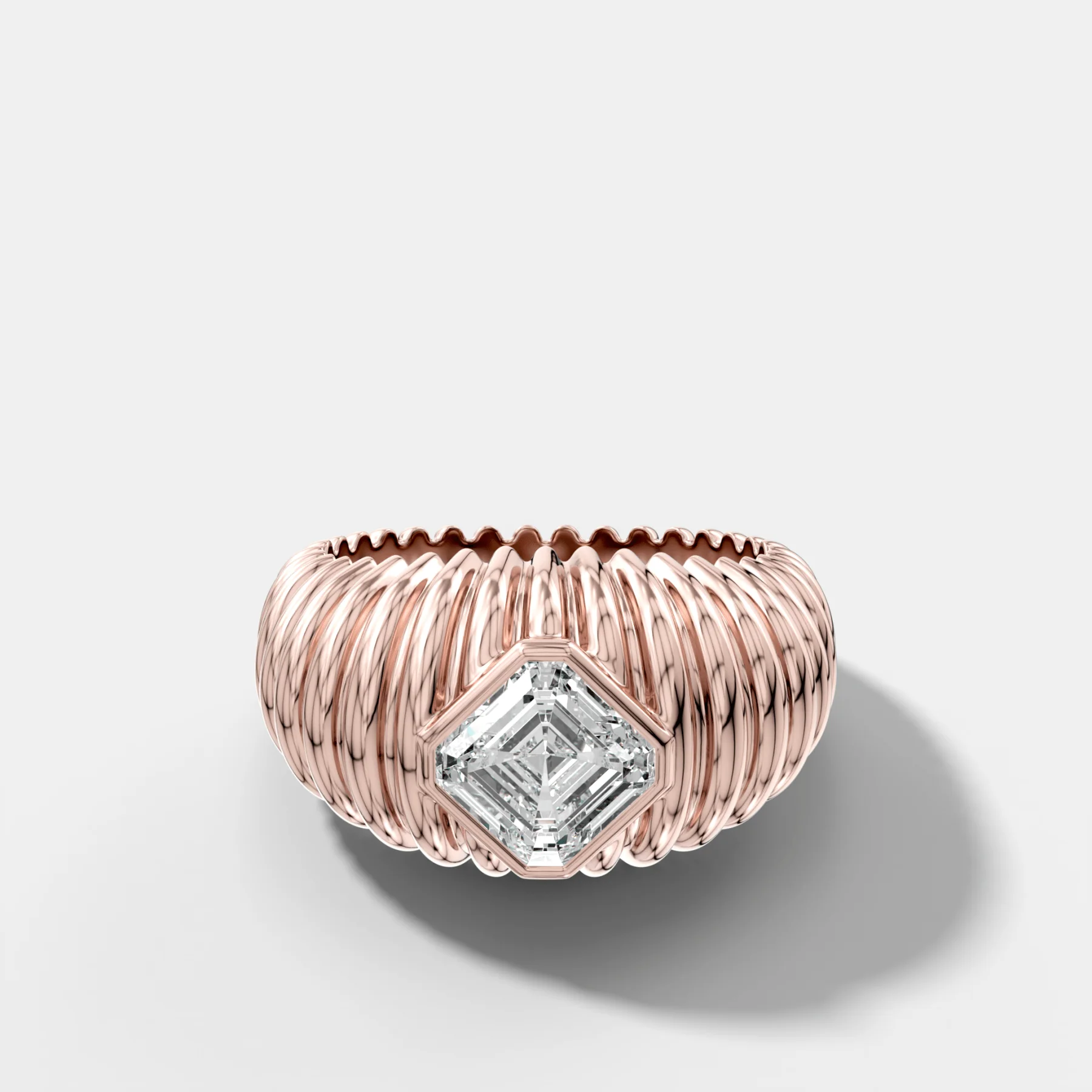 Accordion Cigar Band with an Asscher Cut Diamond - Image 4