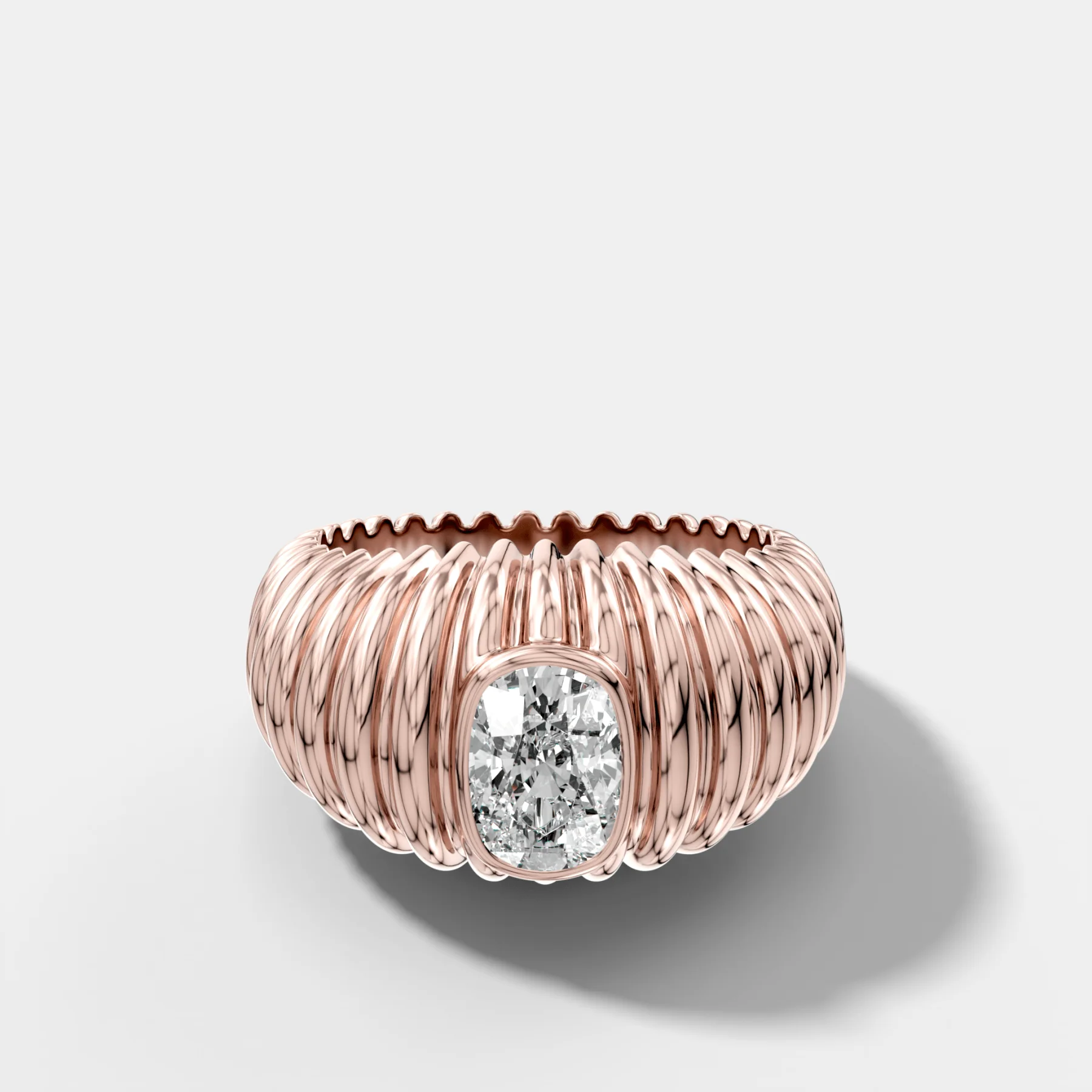 Accordion Cigar Band with an Elongated Cushion Cut Diamond - Image 4