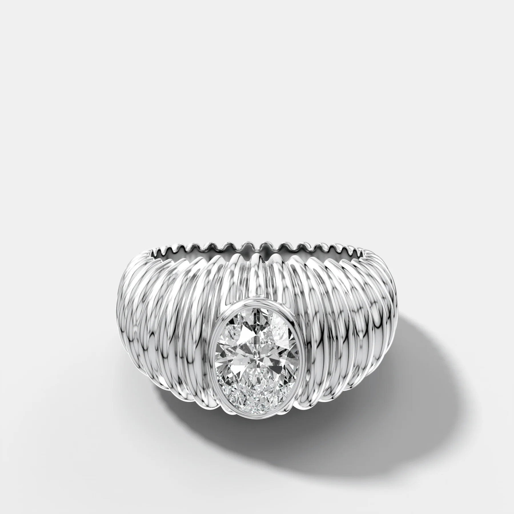 Accordion Cigar Band with an Oval Cut Diamond - Image 3