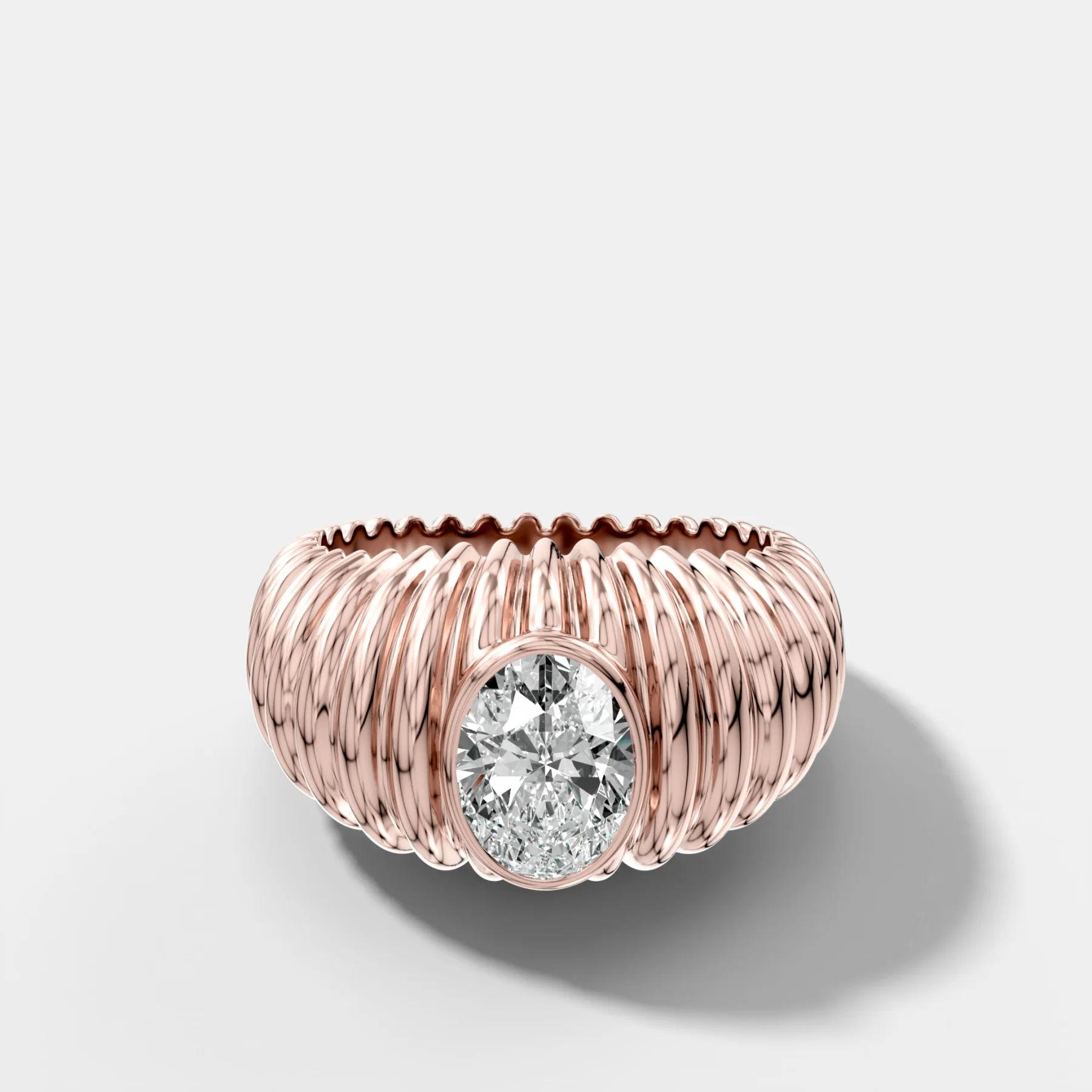 Accordion Cigar Band with an Oval Cut Diamond - Image 4