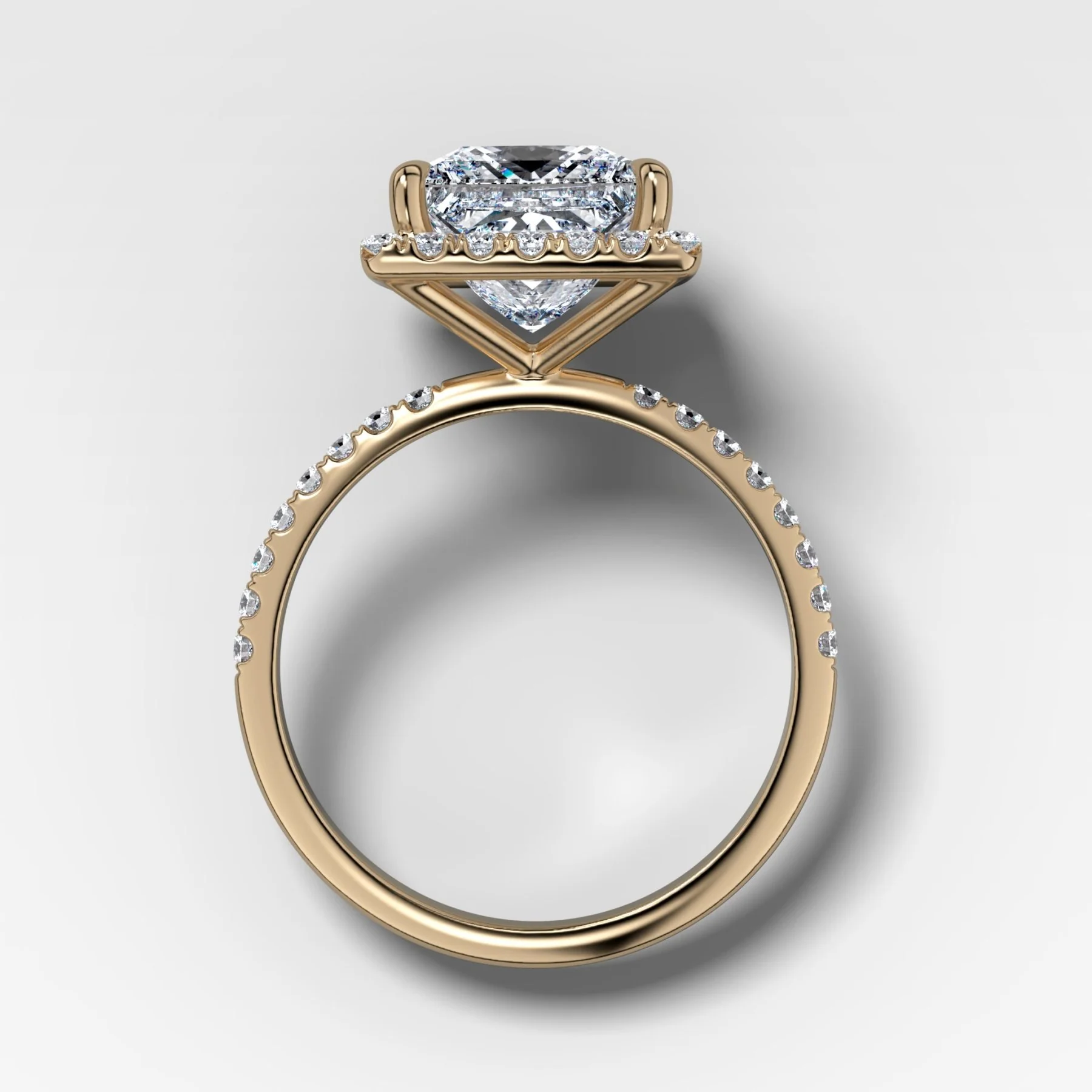 Aurora Pavé Halo Engagement Ring With Princess Cut Diamond - Image 2