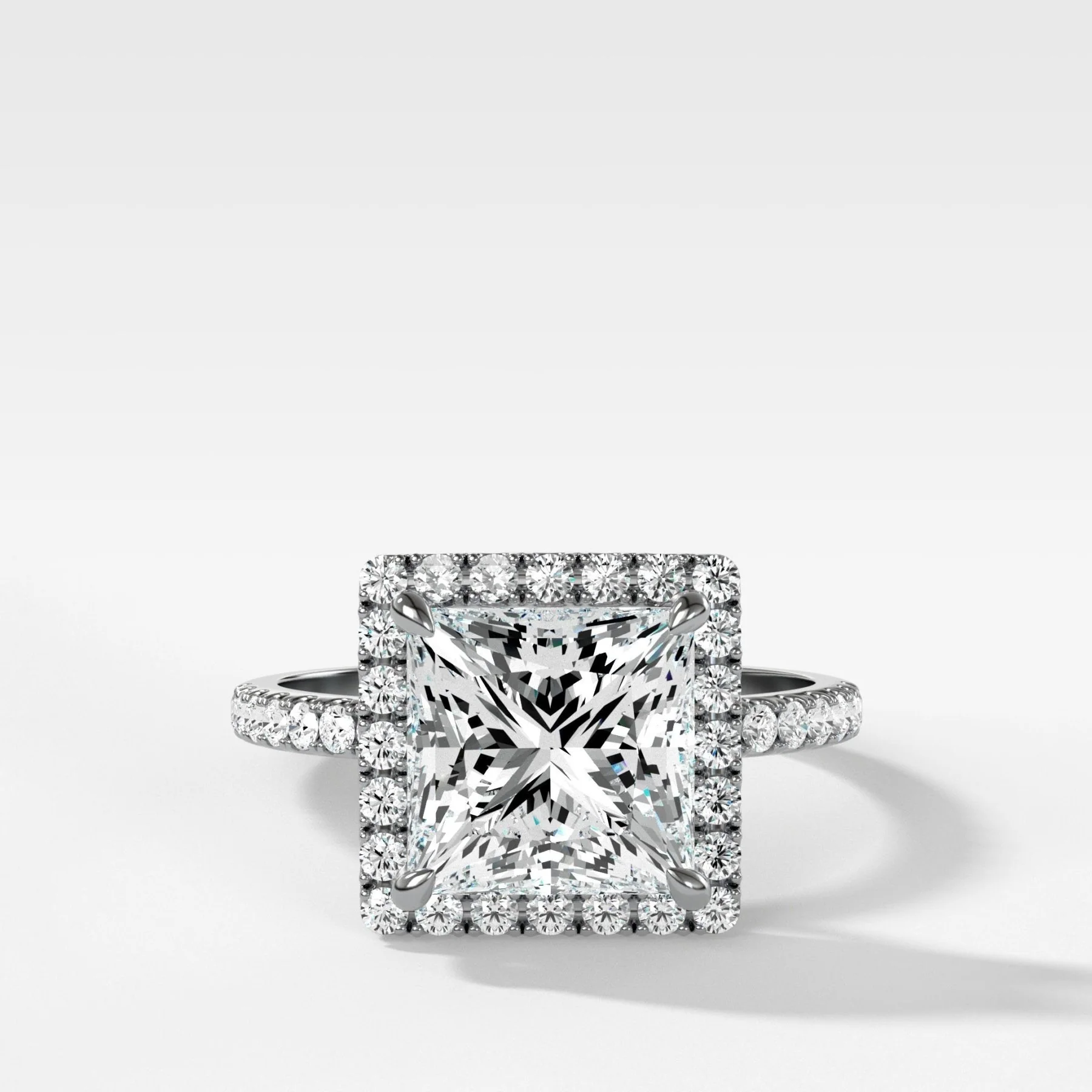 Aurora Pavé Halo Engagement Ring With Princess Cut Diamond - Image 4