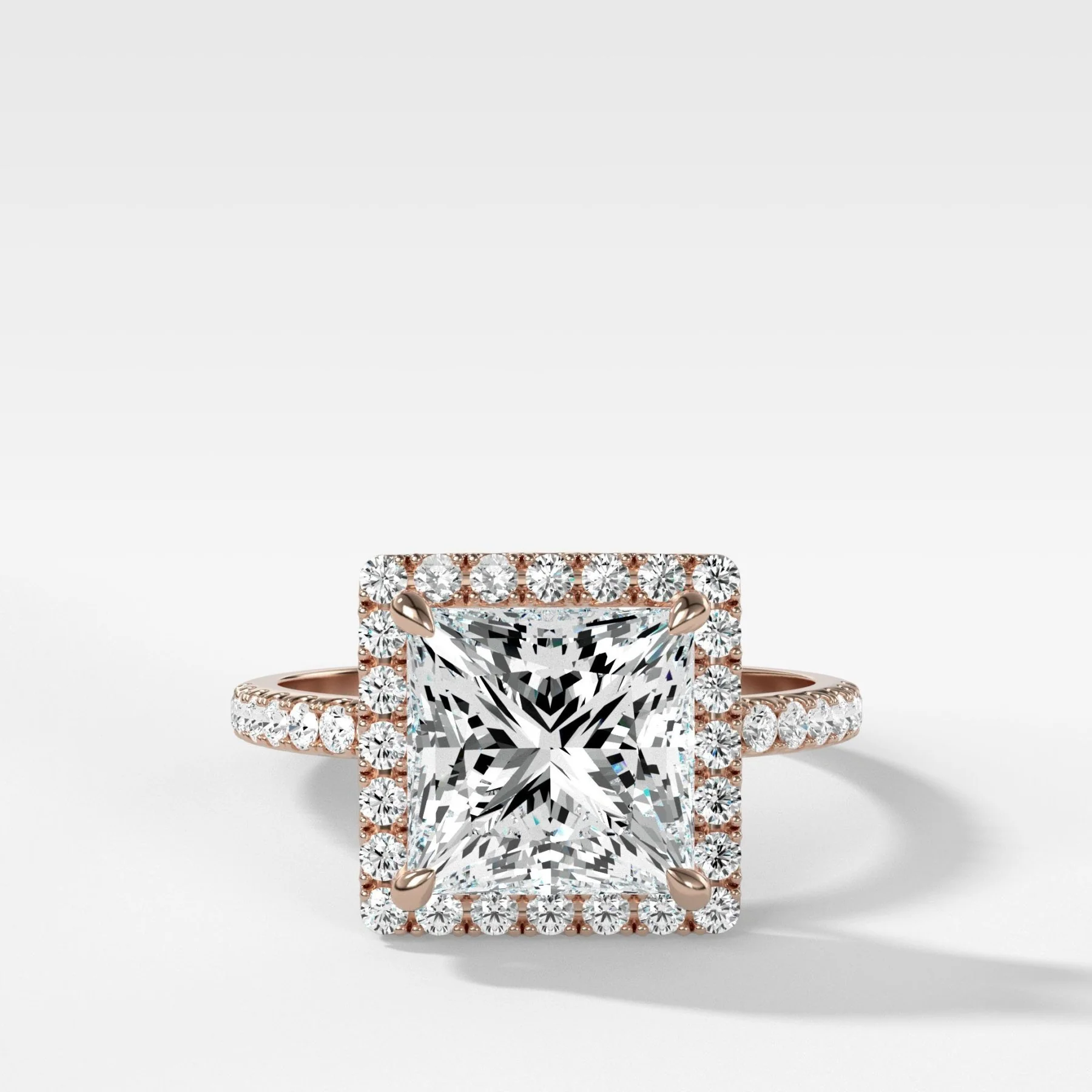 Aurora Pavé Halo Engagement Ring With Princess Cut Diamond - Image 5
