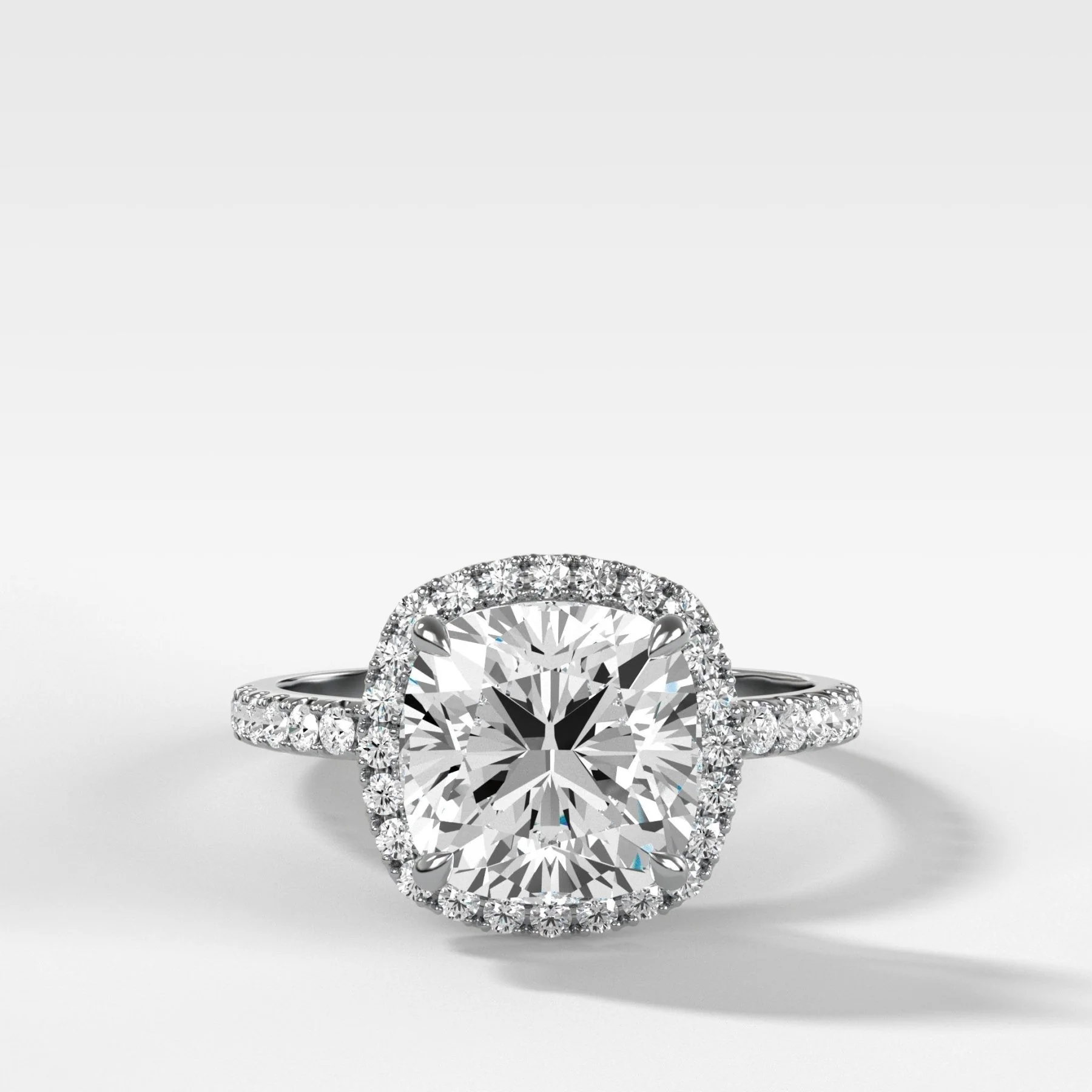 Aurora Pavé Halo Ring With Cushion Cut - Image 3