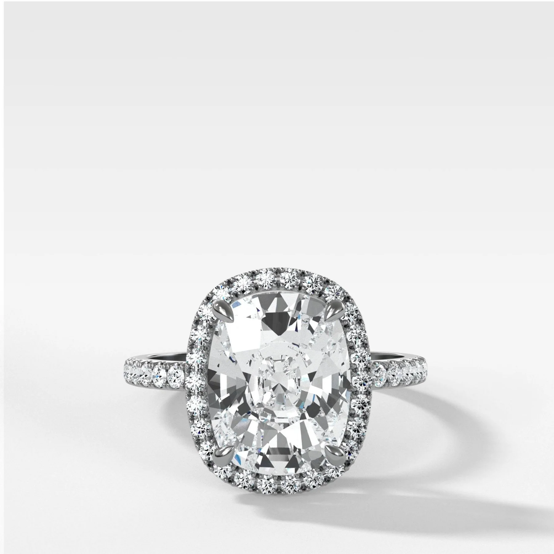 Aurora Pavé Halo Ring With Elongated Cushion Cut - Image 2