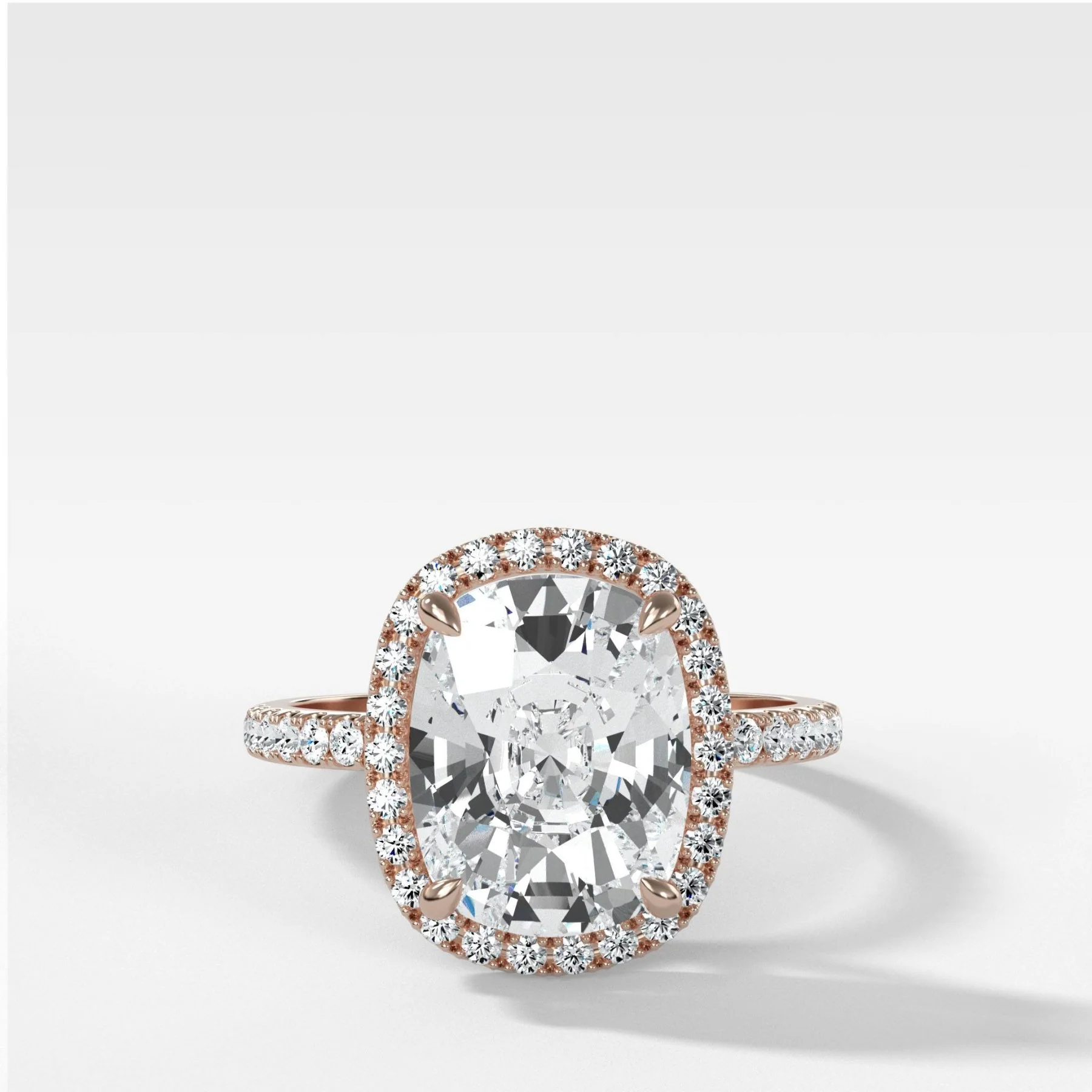 Aurora Pavé Halo Ring With Elongated Cushion Cut - Image 3