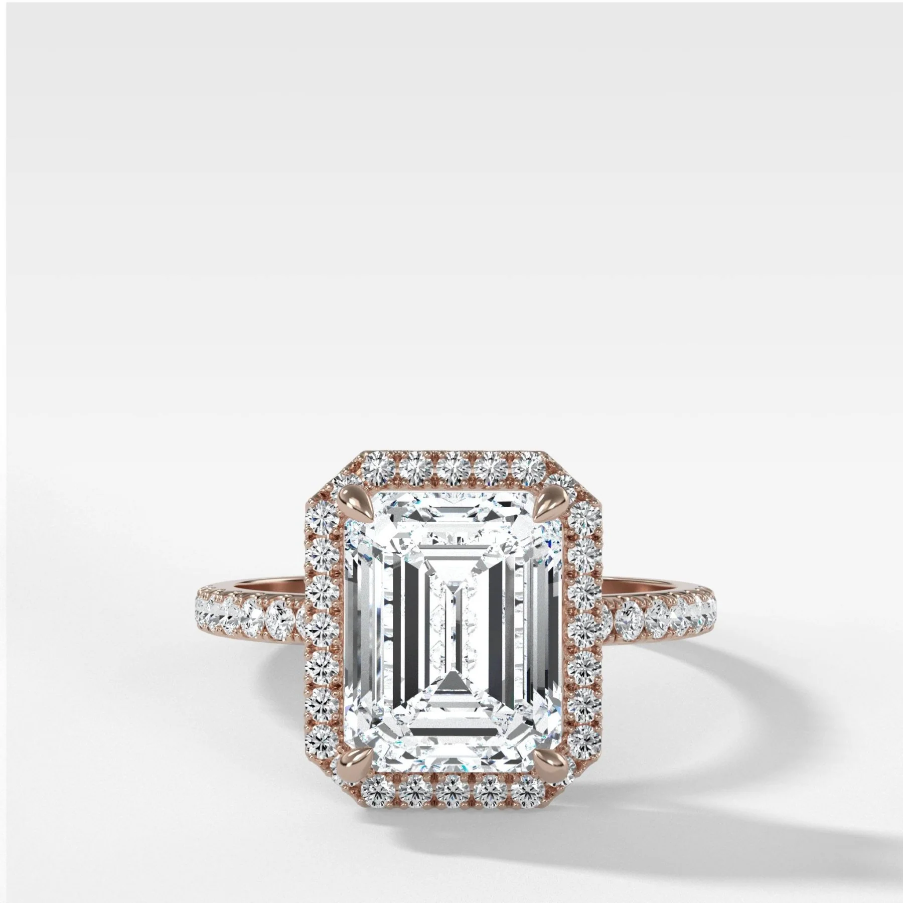 Aurora Pavé Halo Ring With Emerald Cut - Image 3