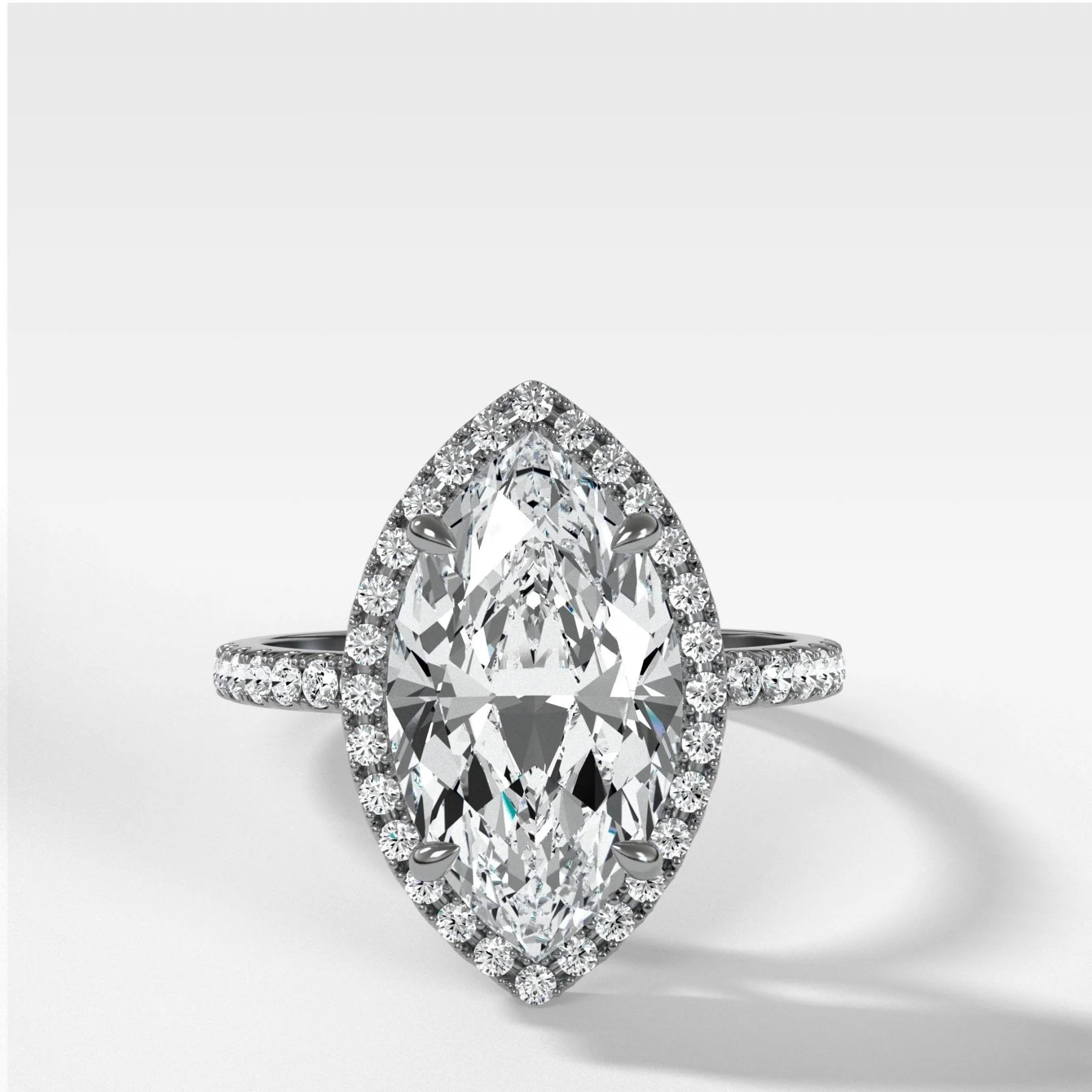 Aurora Pavé Halo Ring With Marquise Cut - Image 2