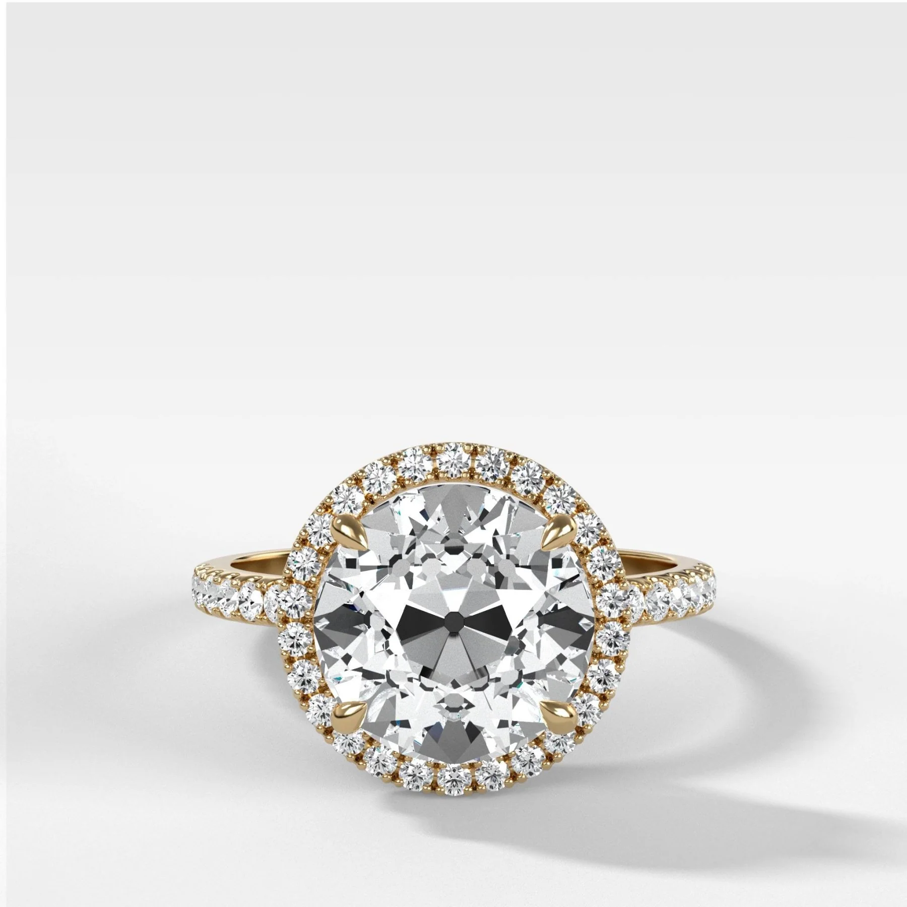 Aurora Pavé Halo Ring With Old Euro Cut