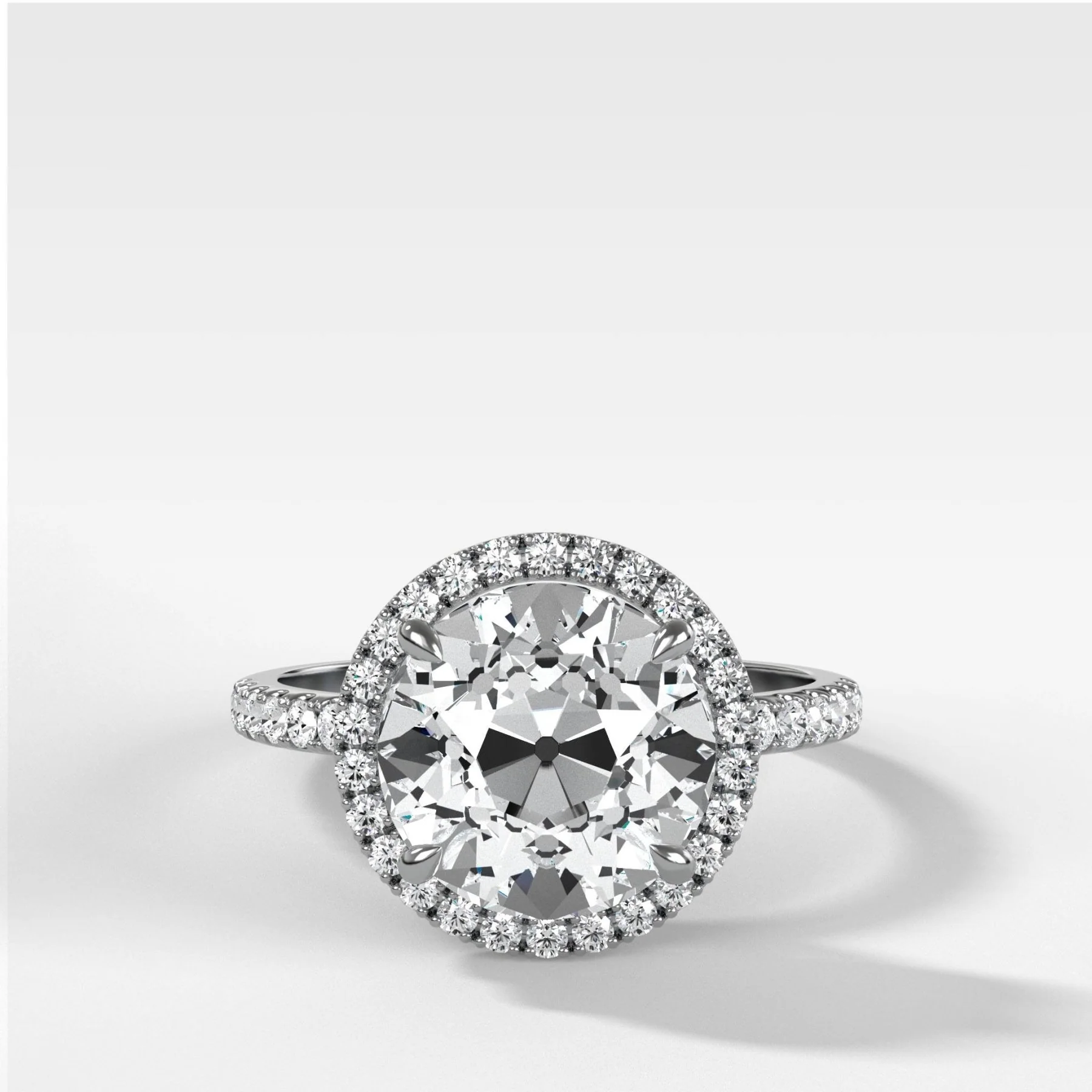 Aurora Pavé Halo Ring With Old Euro Cut - Image 3