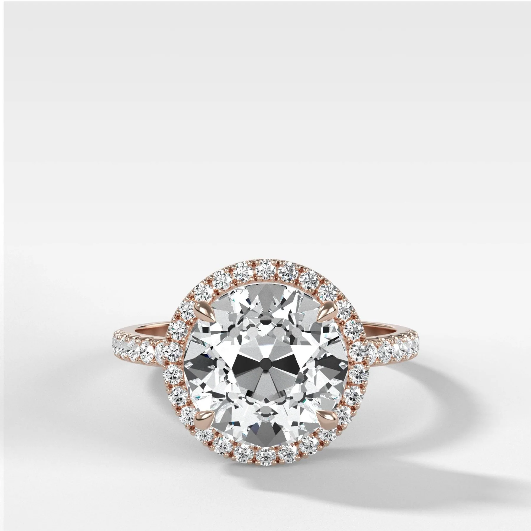 Aurora Pavé Halo Ring With Old Euro Cut - Image 4