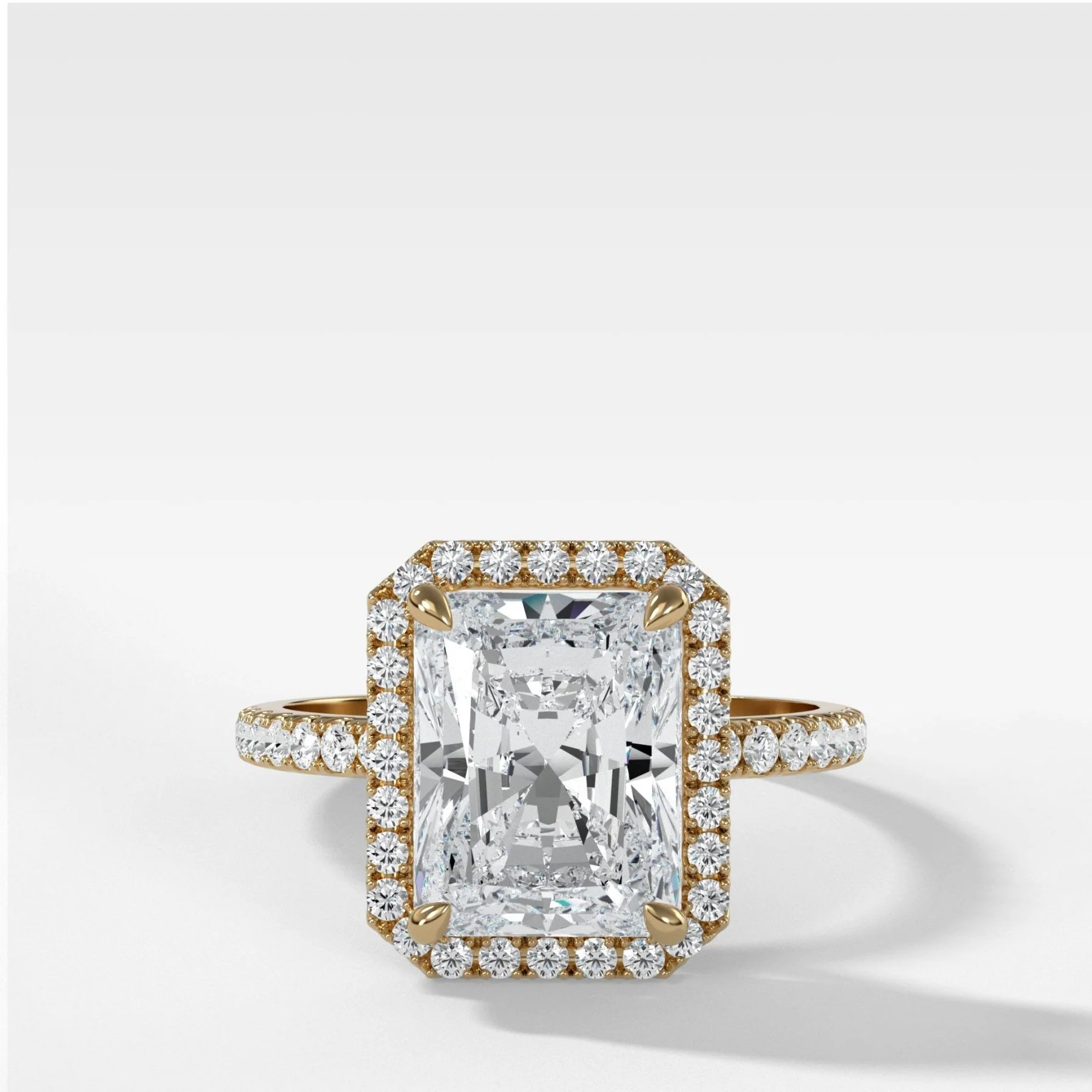 Aurora Pavé Halo Ring With Radiant Cut