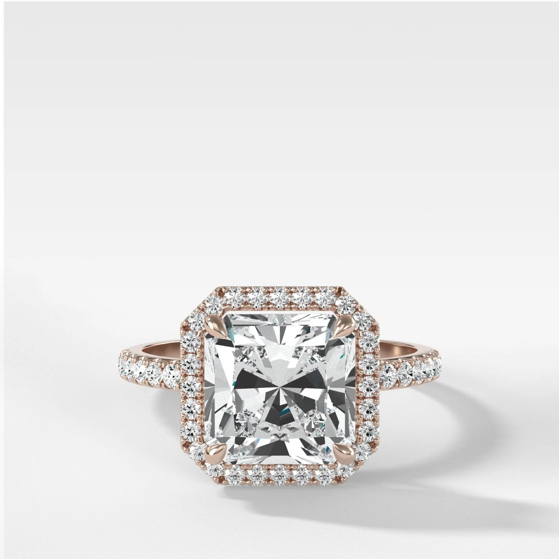 Aurora Pavé Halo Ring With Radiant Square Cut - Image 3