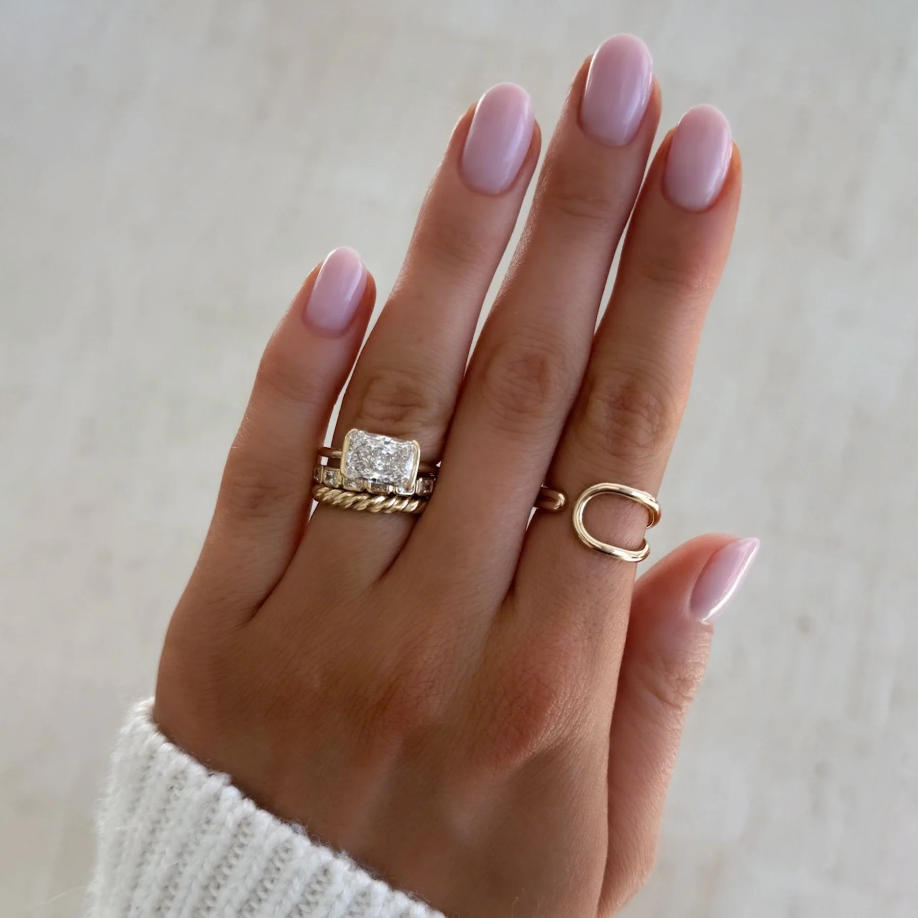 Baby Bezel Set Eternity Band With East West Natural Radiant Cuts - Image 4