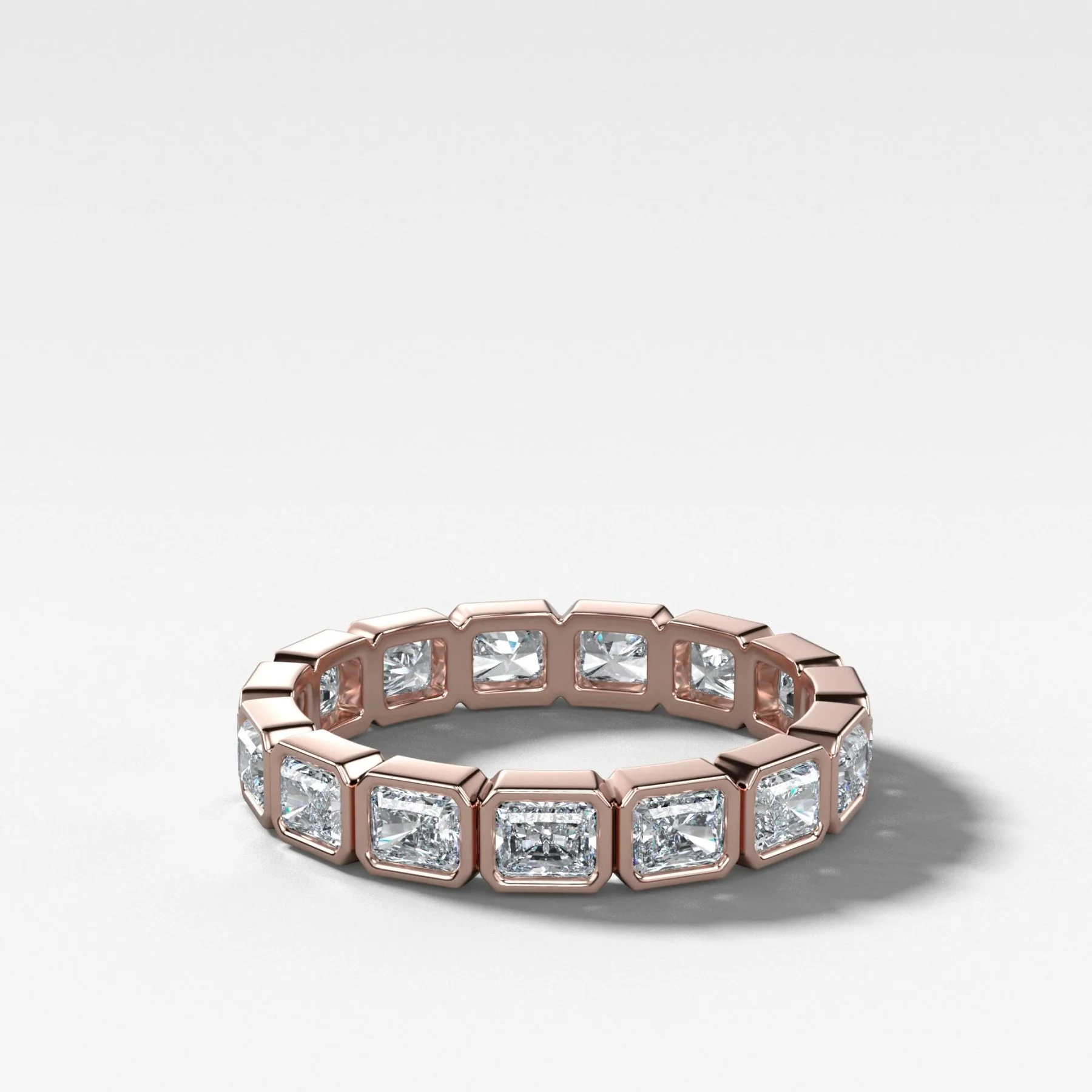 Baby Bezel Set Eternity Band With East West Radiant Cuts - Image 4
