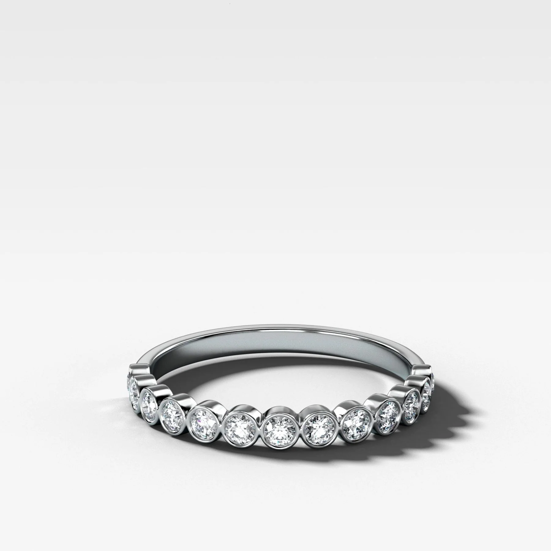 Baby Bezel Set Halfway Wedding Band with Round Cuts - Image 4