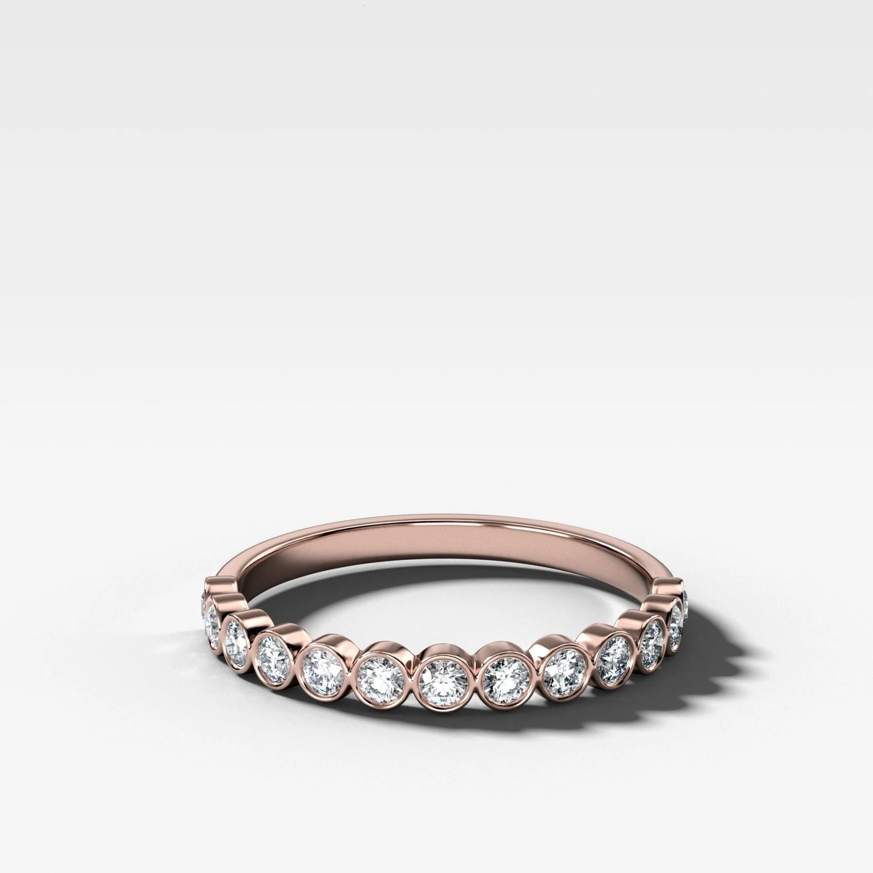Baby Bezel Set Halfway Wedding Band with Round Cuts - Image 5
