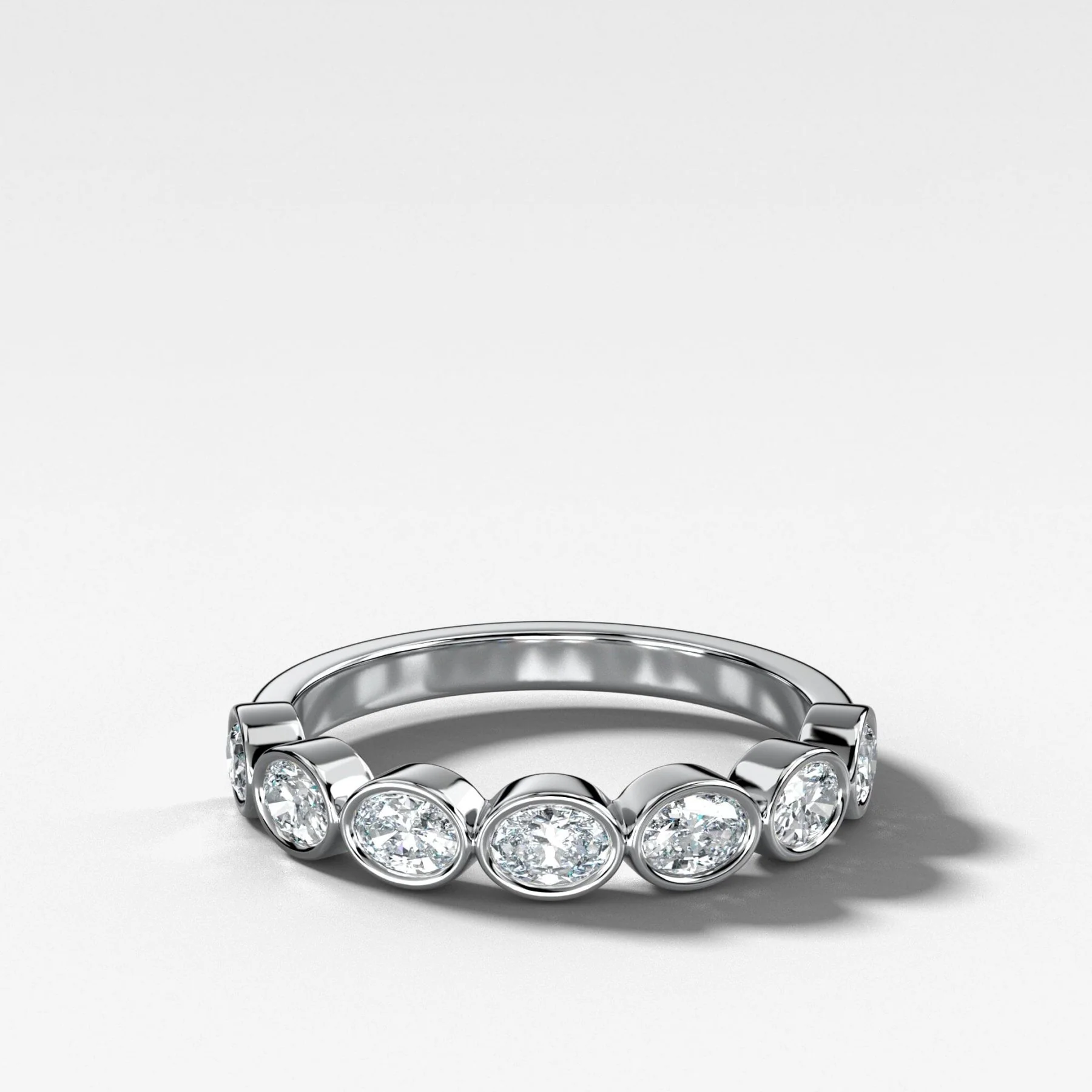 Baby Bezel Set Wedding Band Band With East West Oval Cuts - Image 3