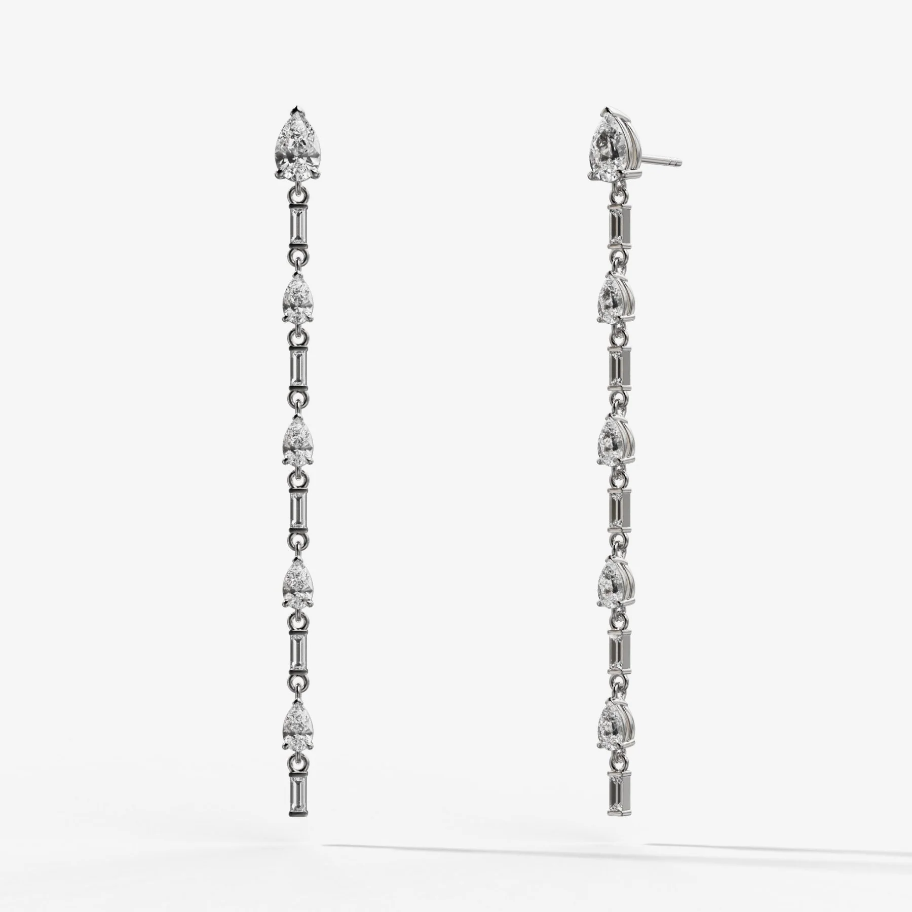 Baguette Deco Drop Earrings with Pear Cuts - Image 2