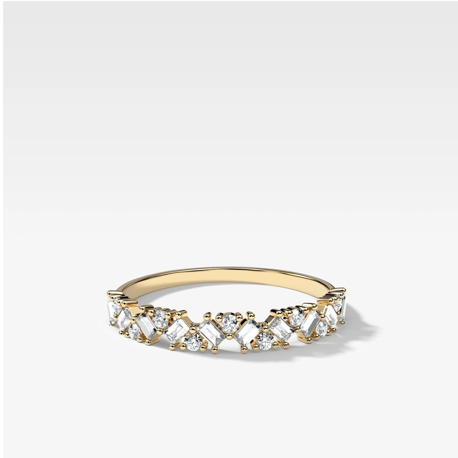 Baguette Diamond Medley Halfway Wedding Band