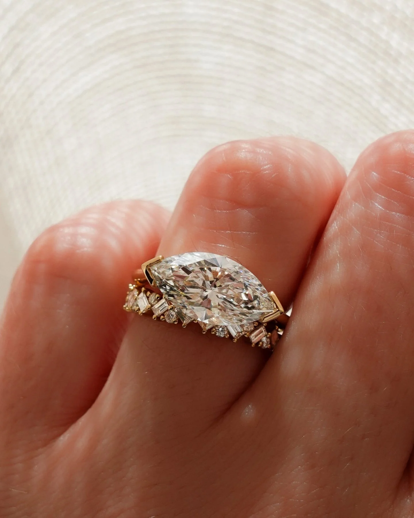 Baguette Diamond Medley Halfway Wedding Band - Image 3