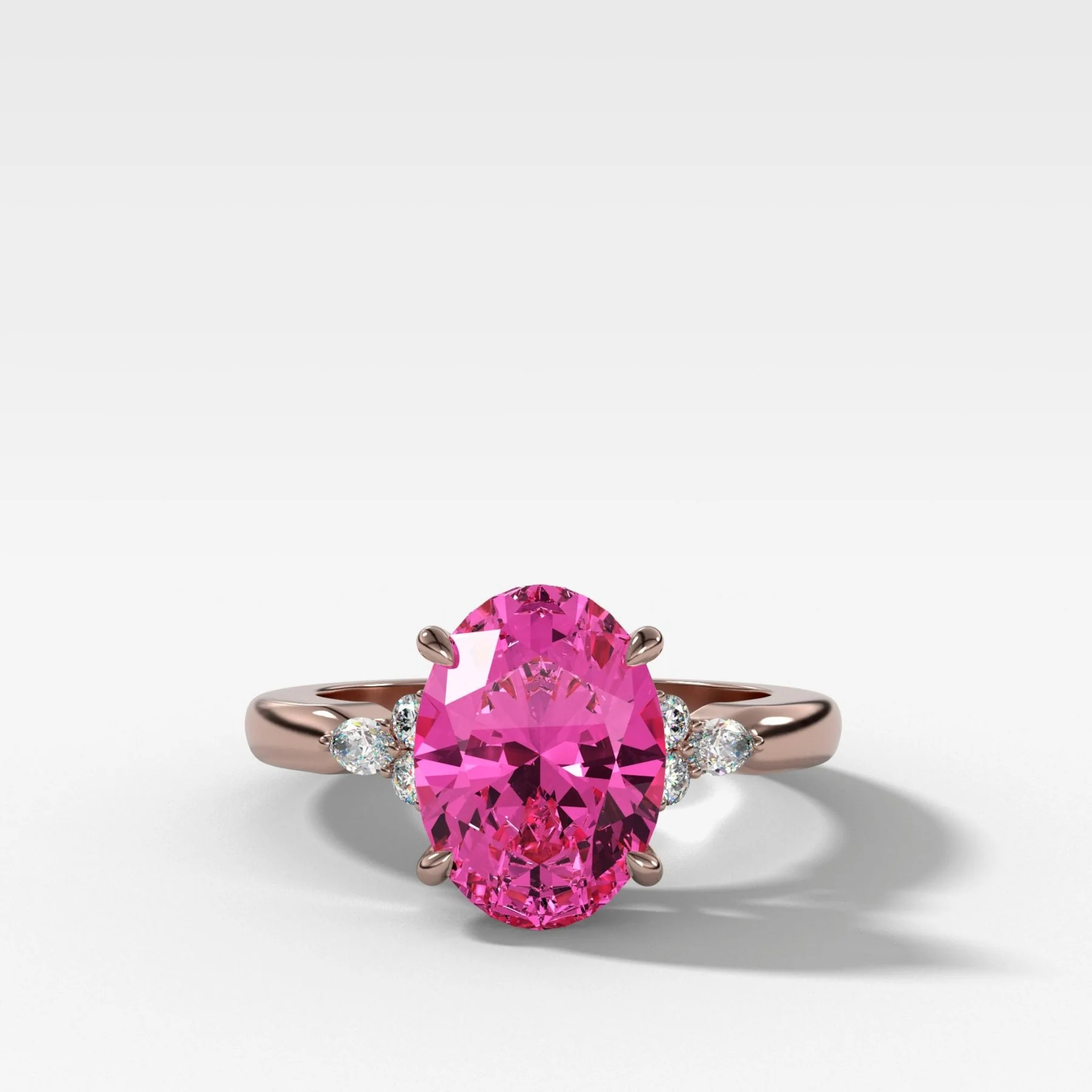Bella Engagement Ring With Oval Cut Pink Sapphire - Image 4