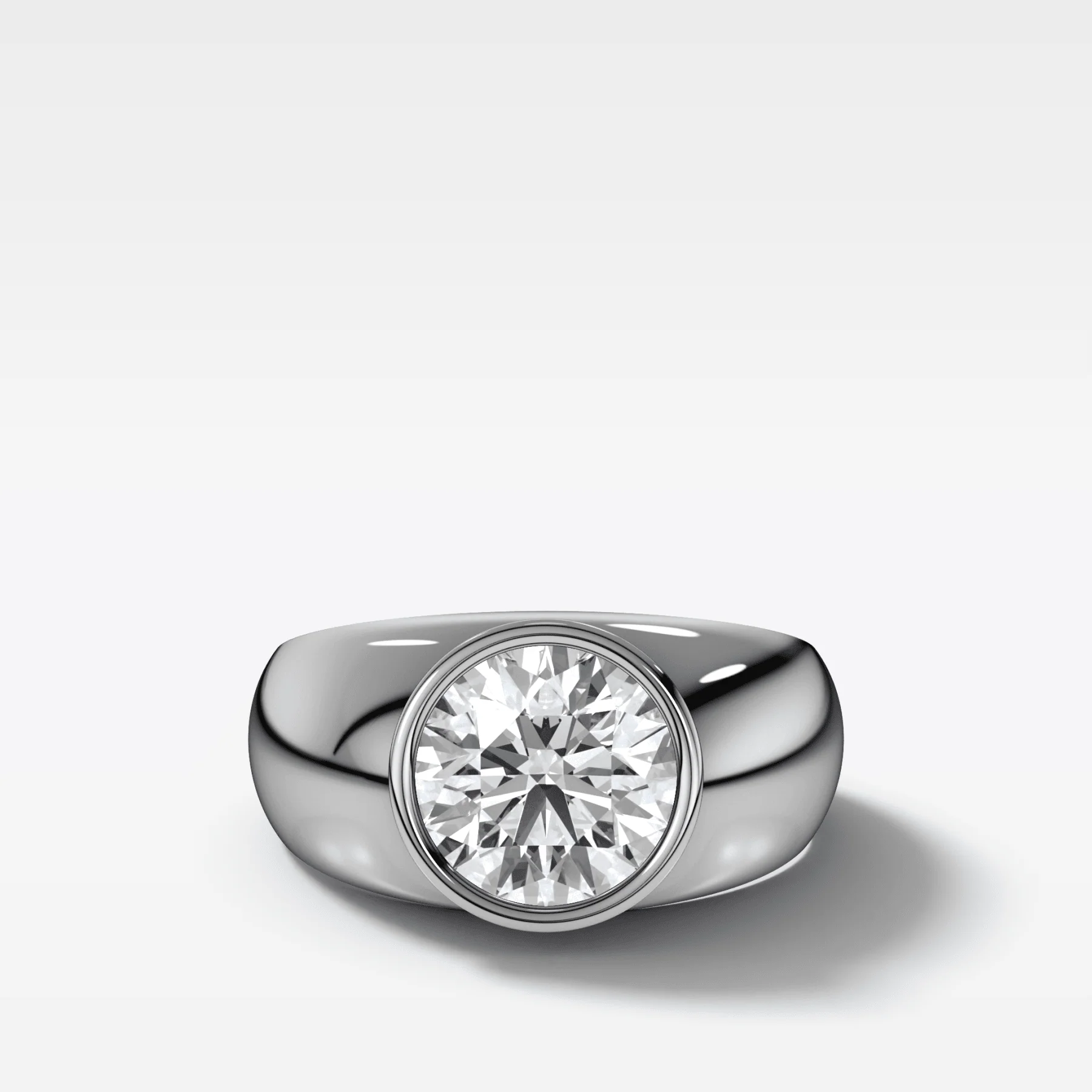 Bezel Dome Engagement Ring with Round Cut Diamond - Image 2