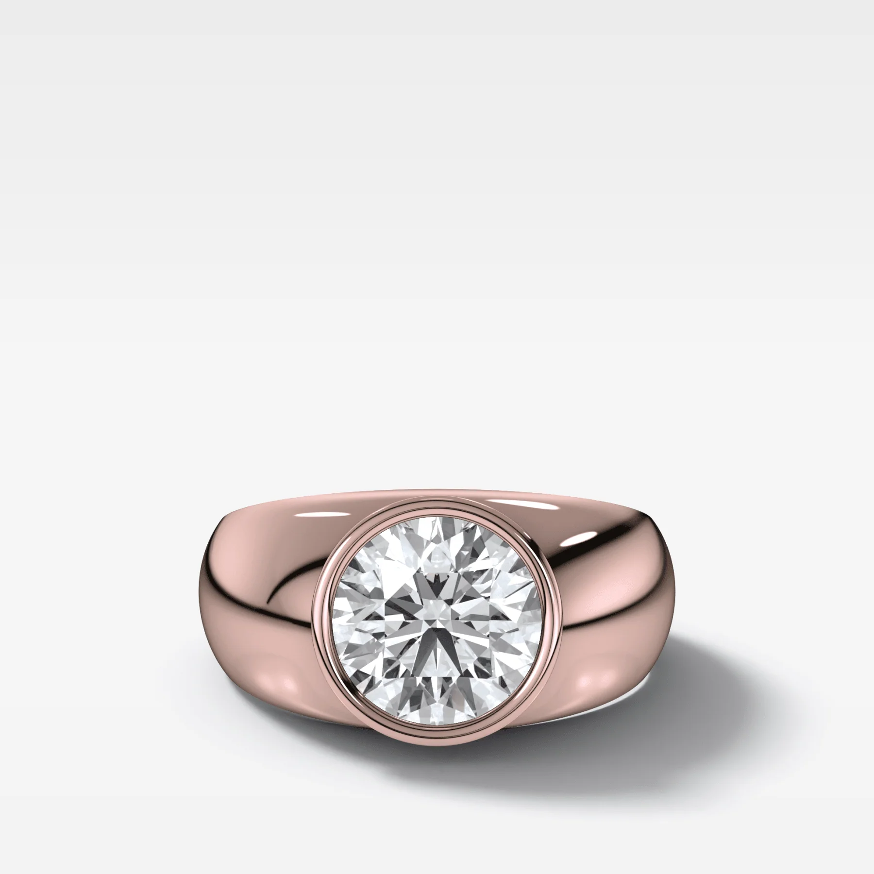 Bezel Dome Engagement Ring with Round Cut Diamond - Image 3