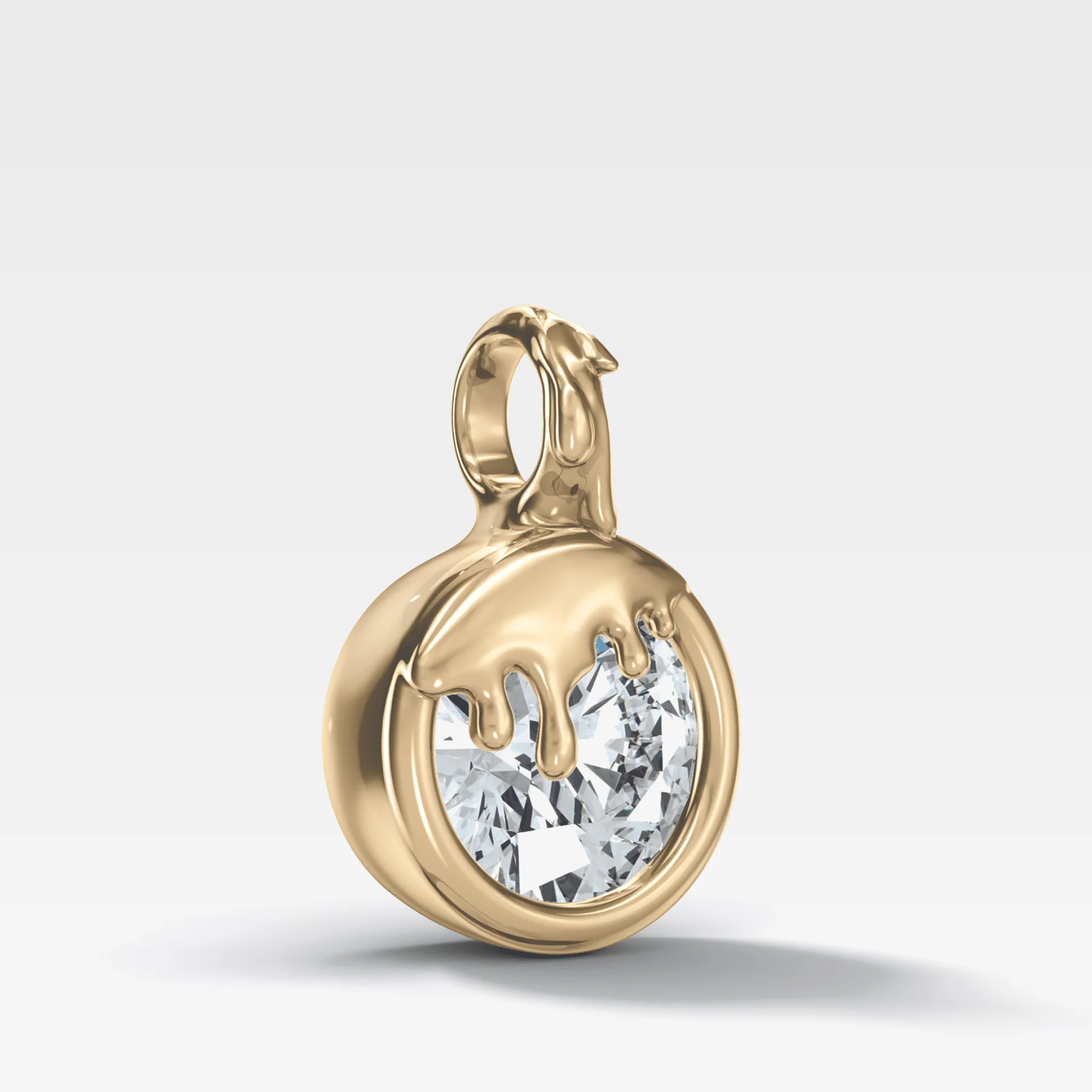 Bezel Drip Round Attachable Diamond Pendant - Image 2