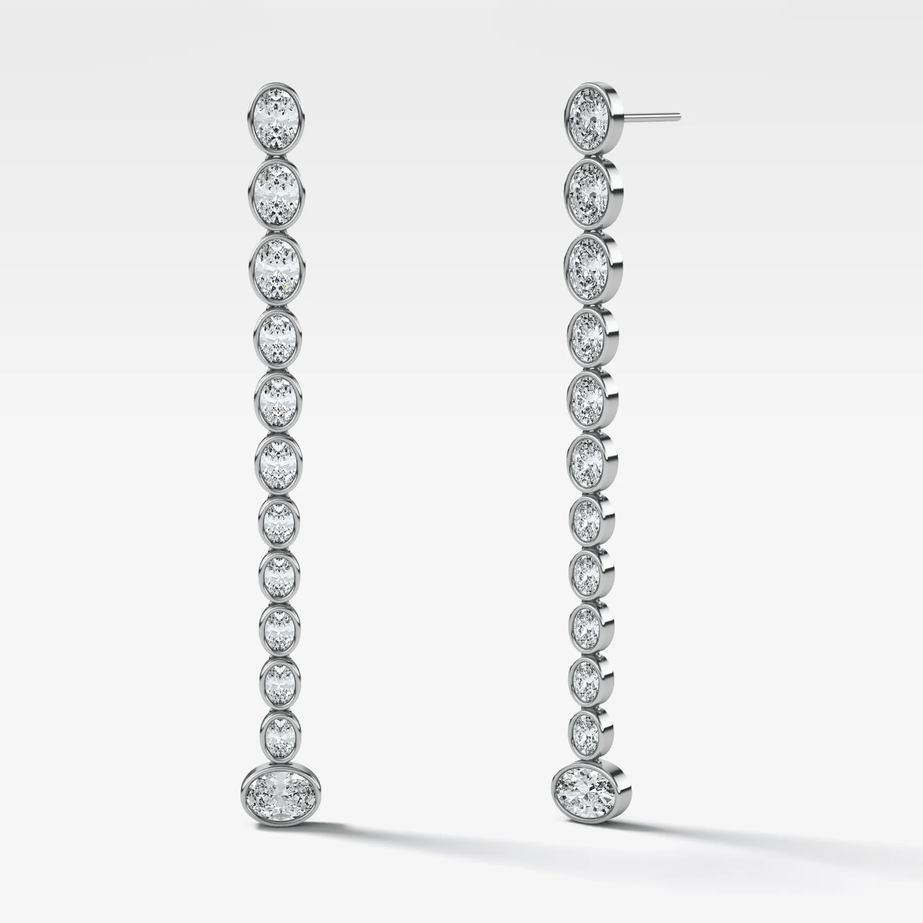 Bezel Oval Diamond Drop Earrings - Image 3