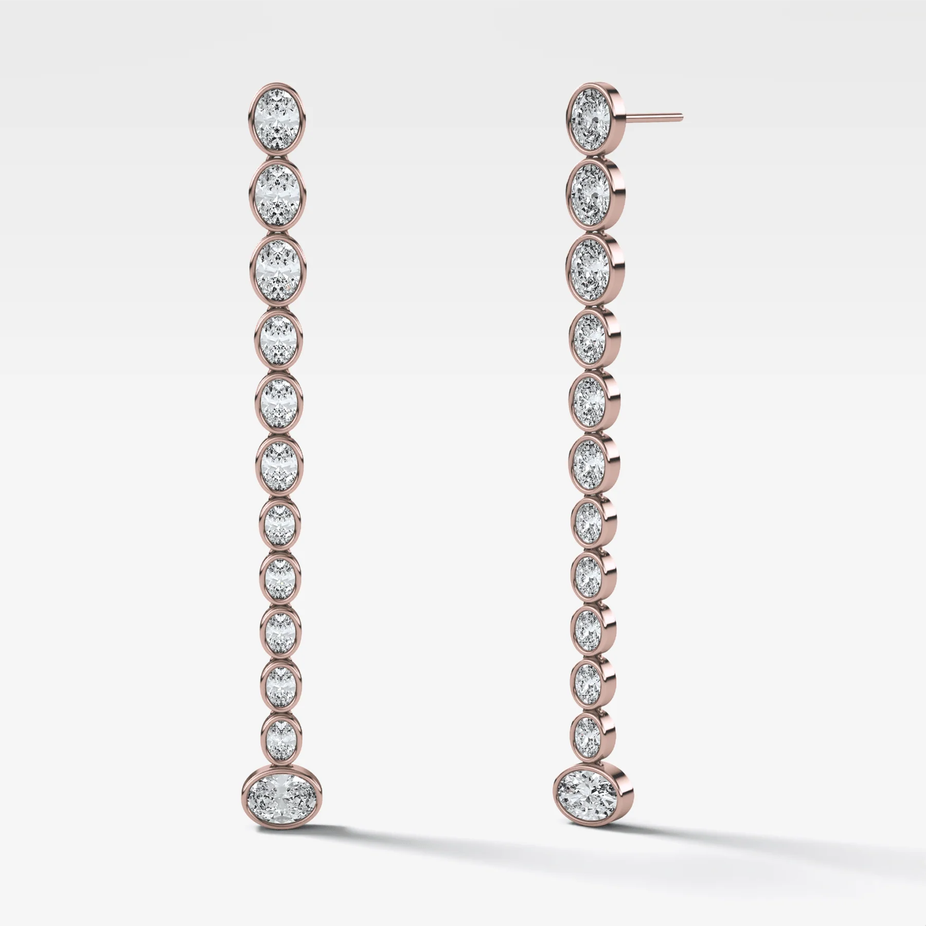 Bezel Oval Diamond Drop Earrings - Image 4