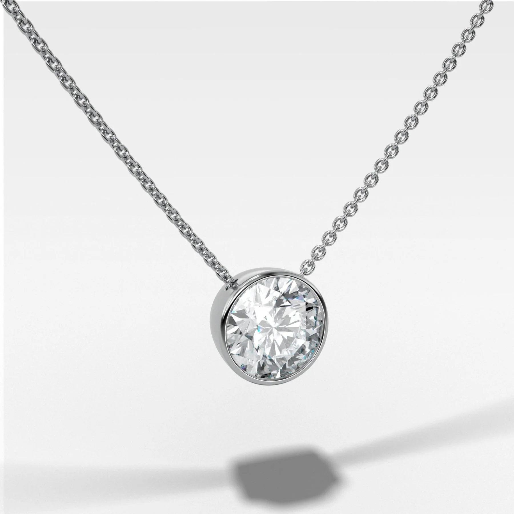 Bezel Pendant Necklace with a Round Cut Diamond - Image 3