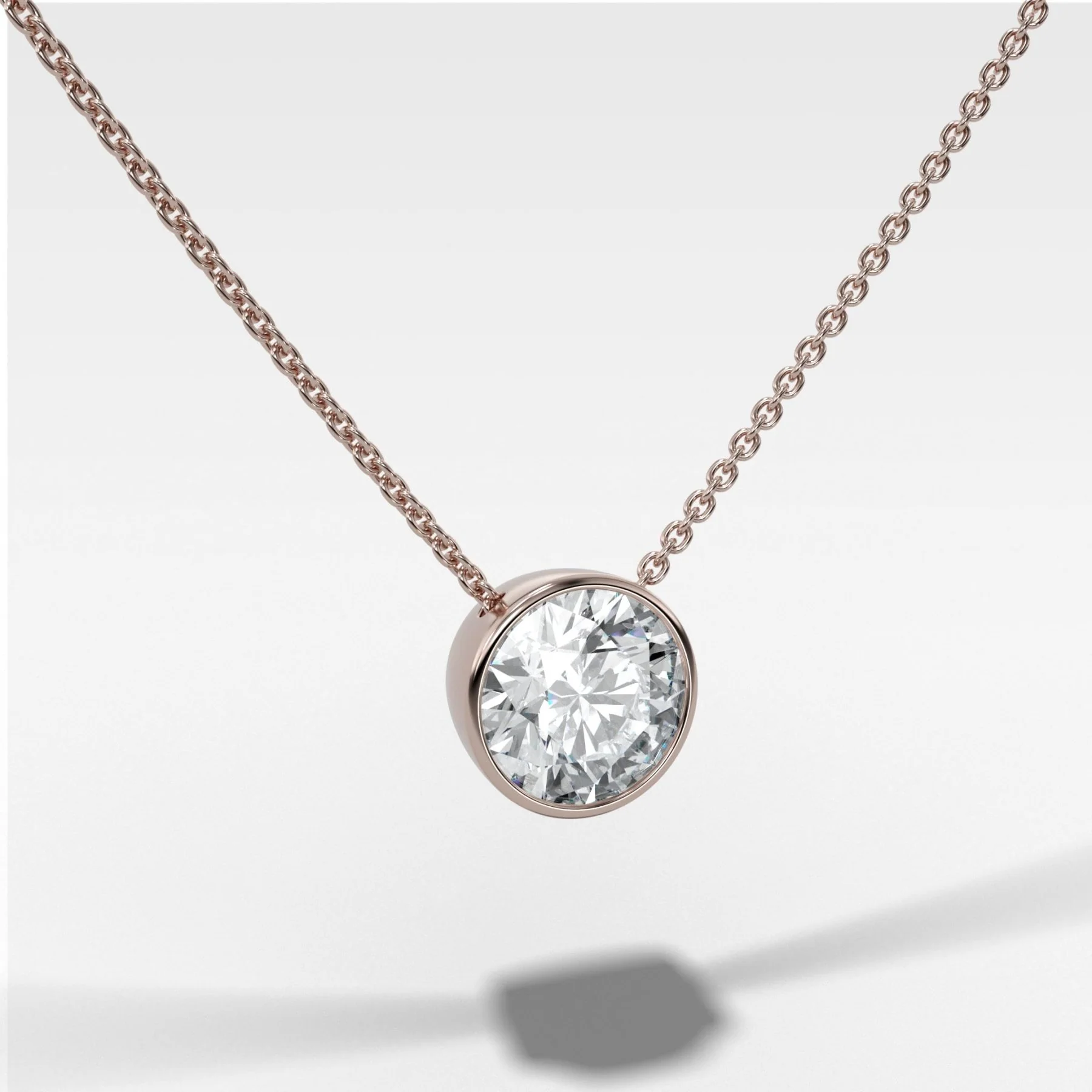 Bezel Pendant Necklace with a Round Cut Diamond - Image 4
