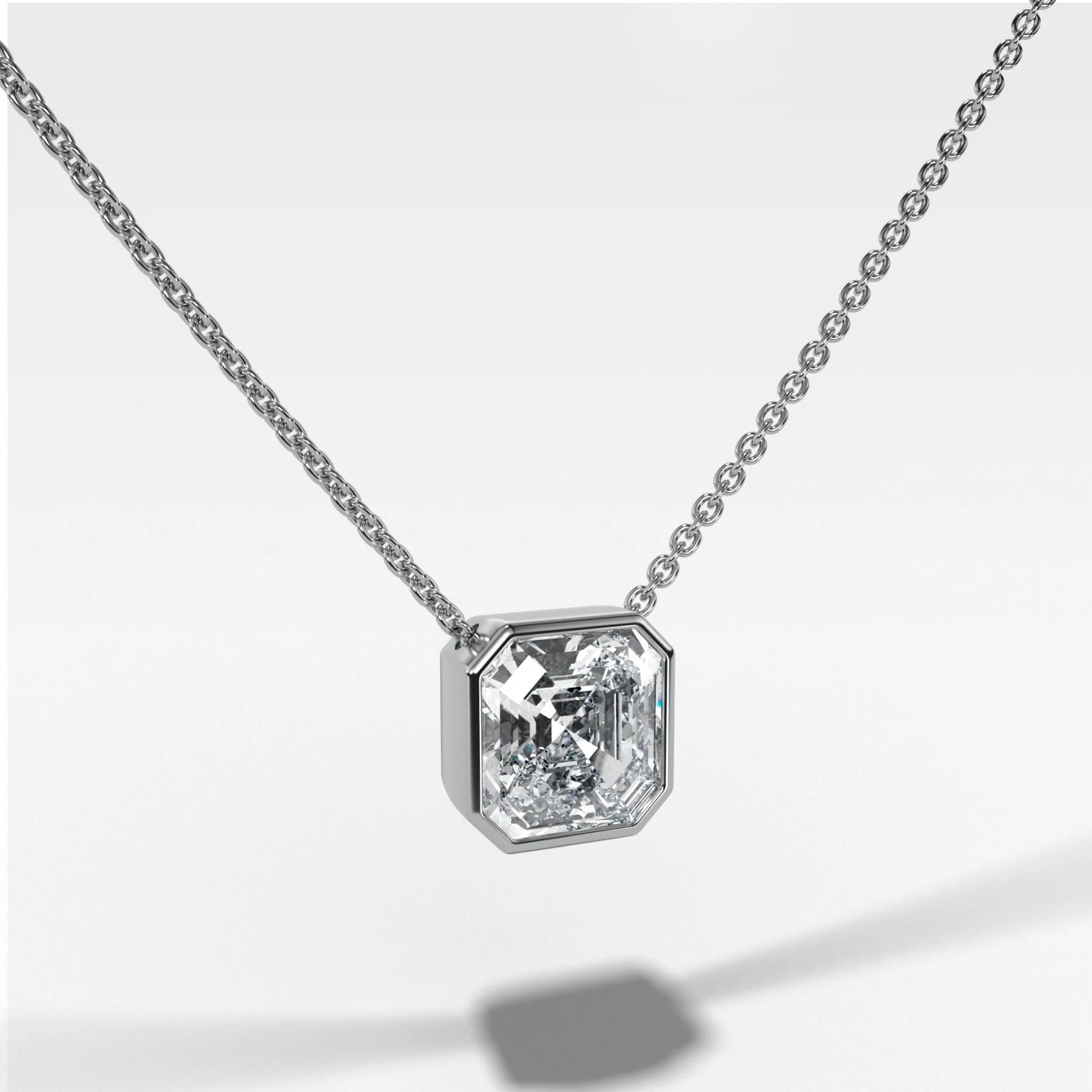Bezel Pendant Necklace with Asscher Cut Diamond - Image 2