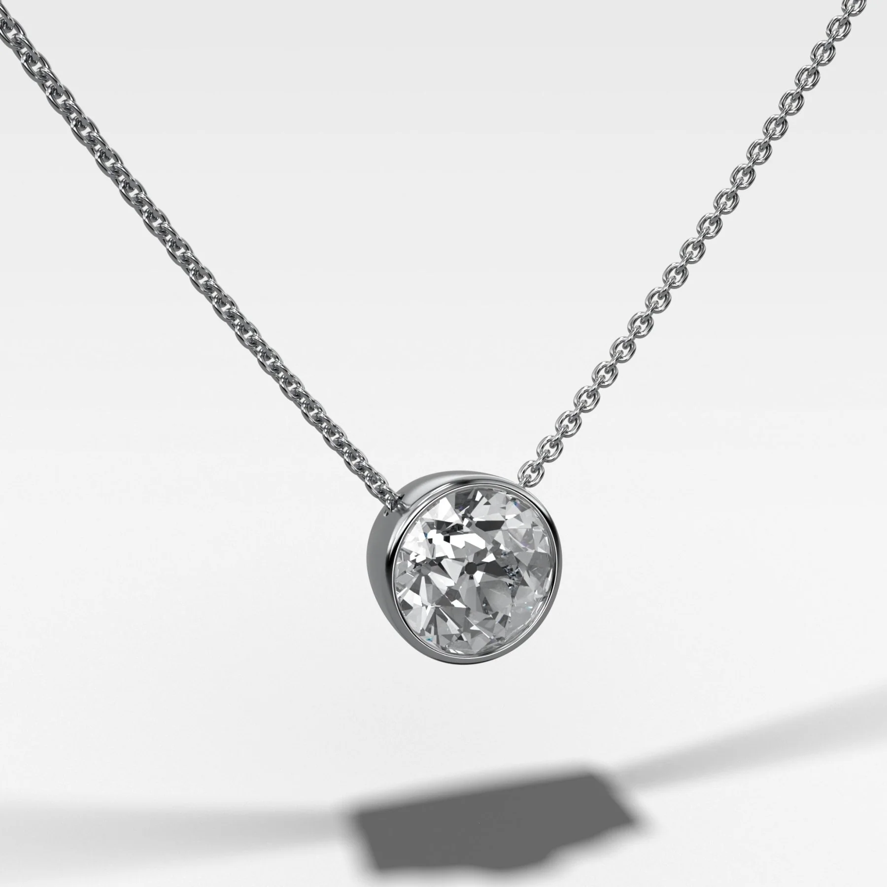 Bezel Pendant Necklace with Old Euro Cut Diamond - Image 2