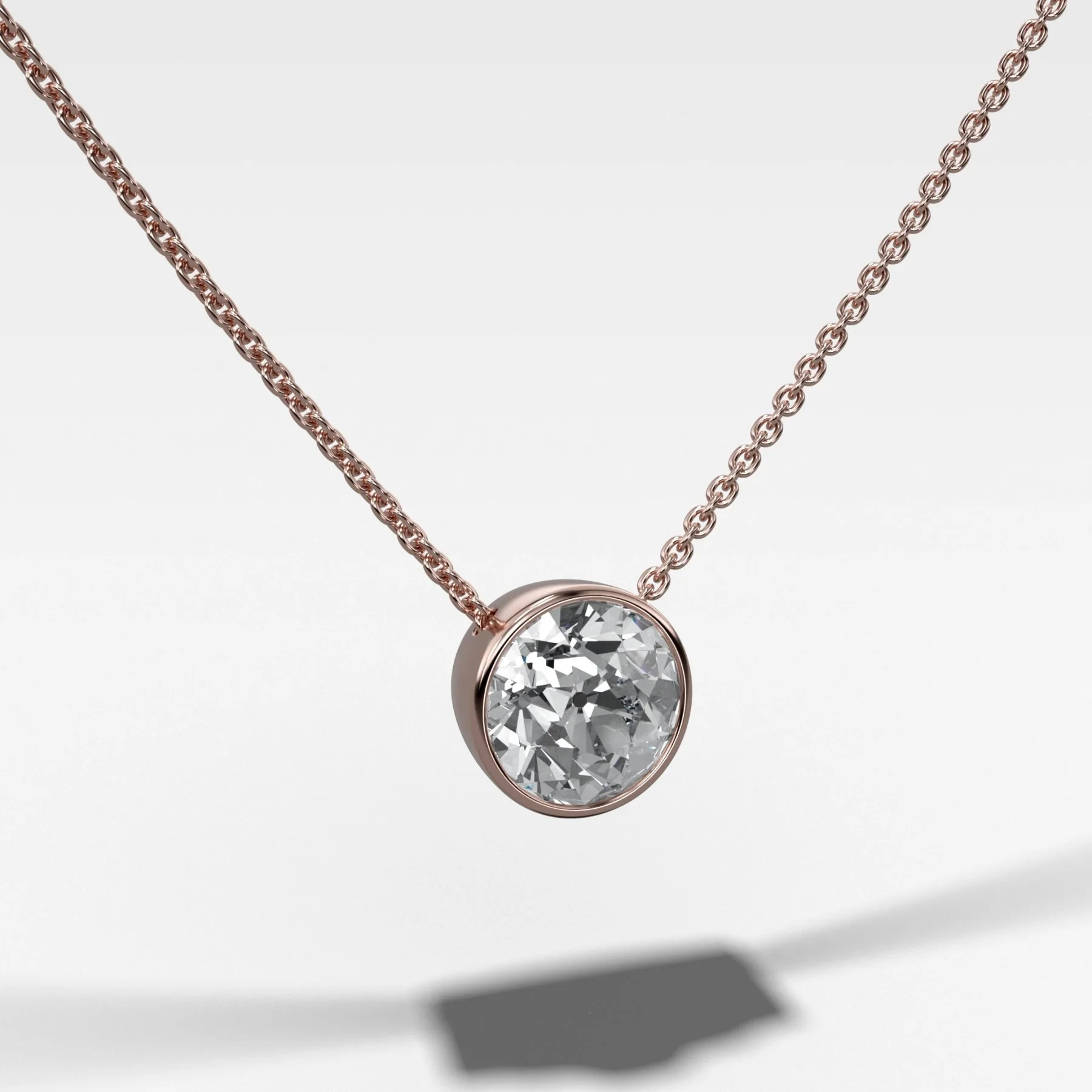 Bezel Pendant Necklace with Old Euro Cut Diamond - Image 3
