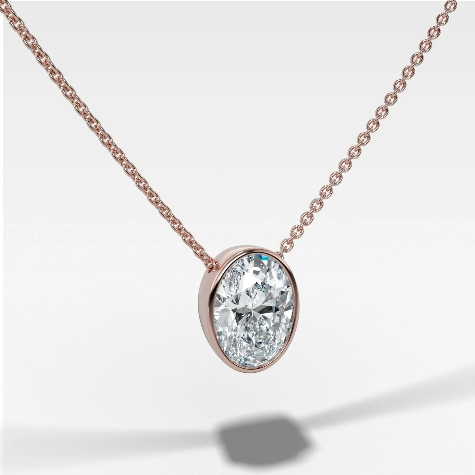Bezel Pendant Necklace with an Oval Cut Diamond - Image 3