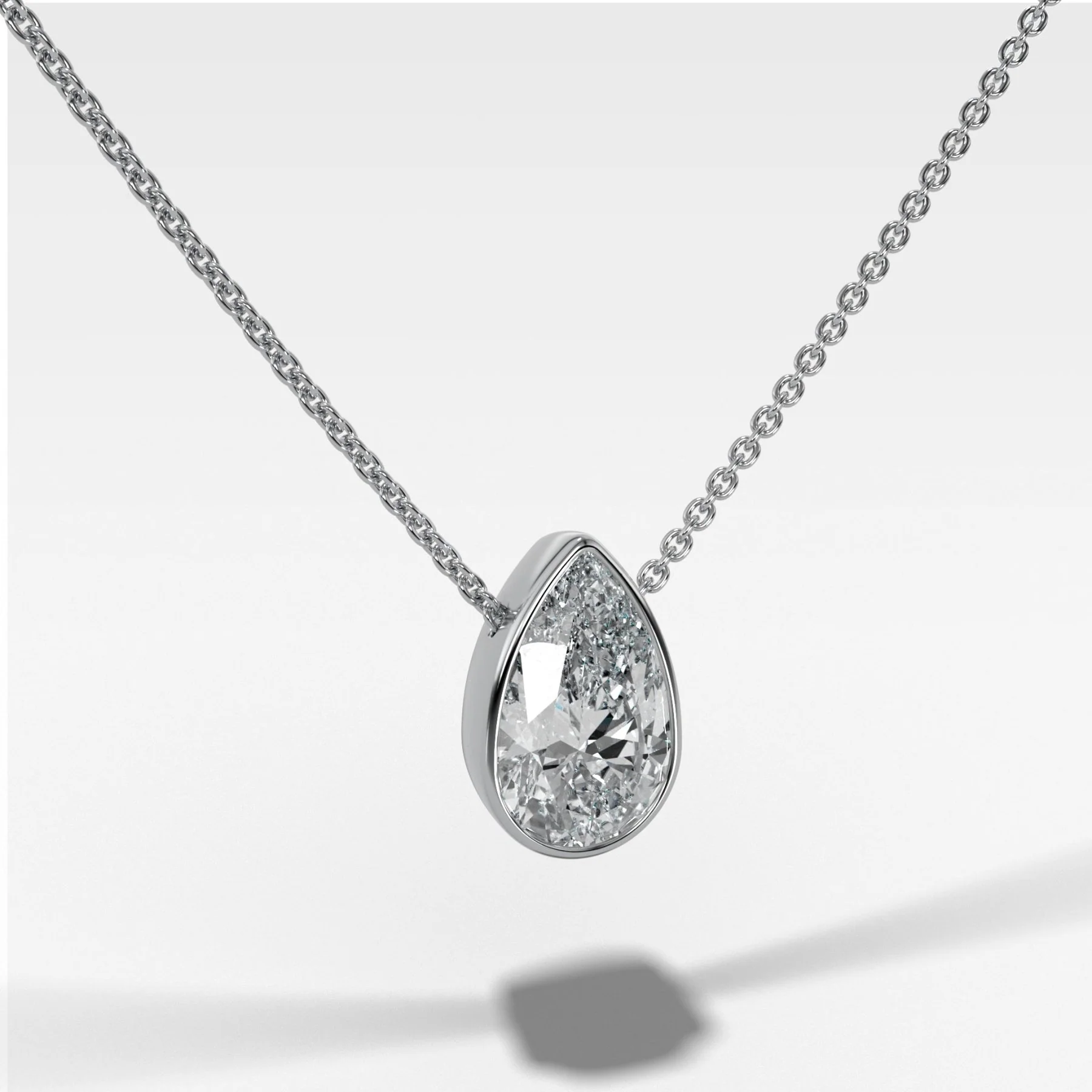 Bezel Pendant Necklace with Pear Cut Diamond - Image 2