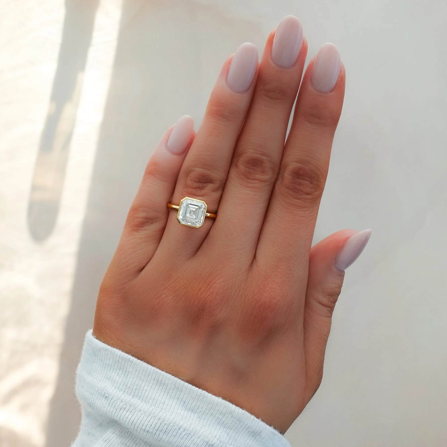 Penumbra Bezel Set Engagement Ring With Asscher Cut - Image 3