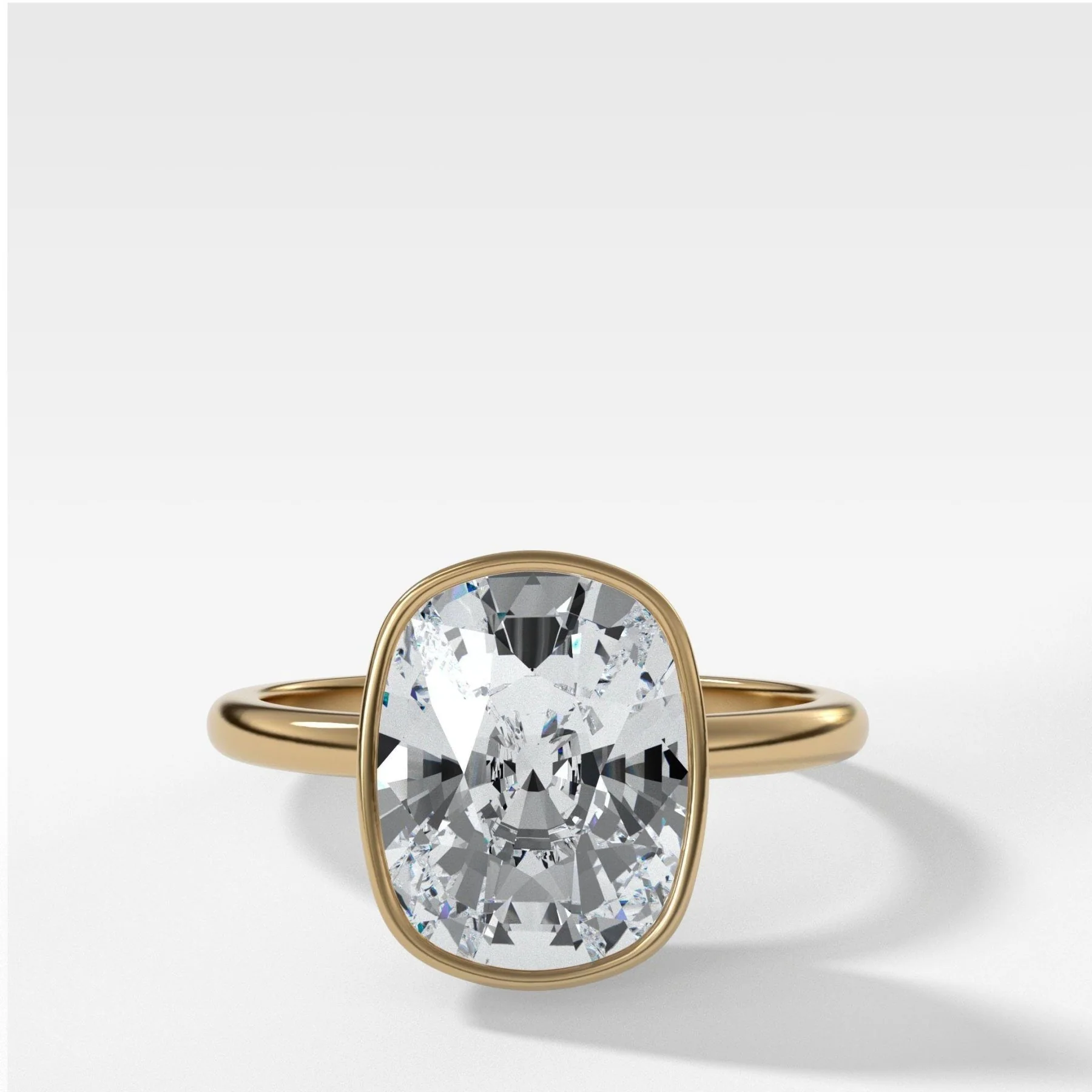 Penumbra Bezel Set Engagement Ring With Elongated Cushion Cut