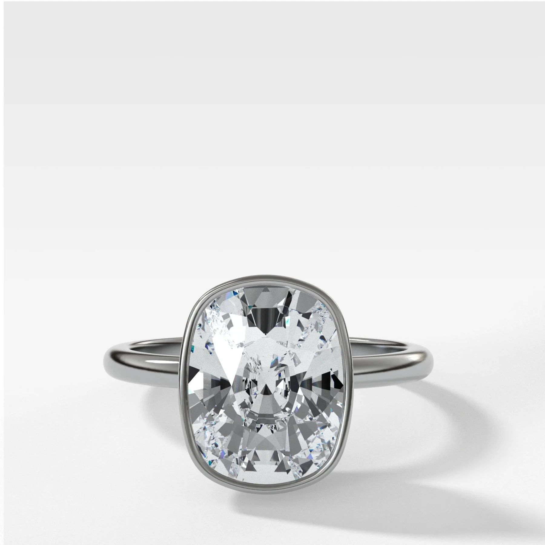 Penumbra Bezel Set Engagement Ring With Elongated Cushion Cut - Image 6
